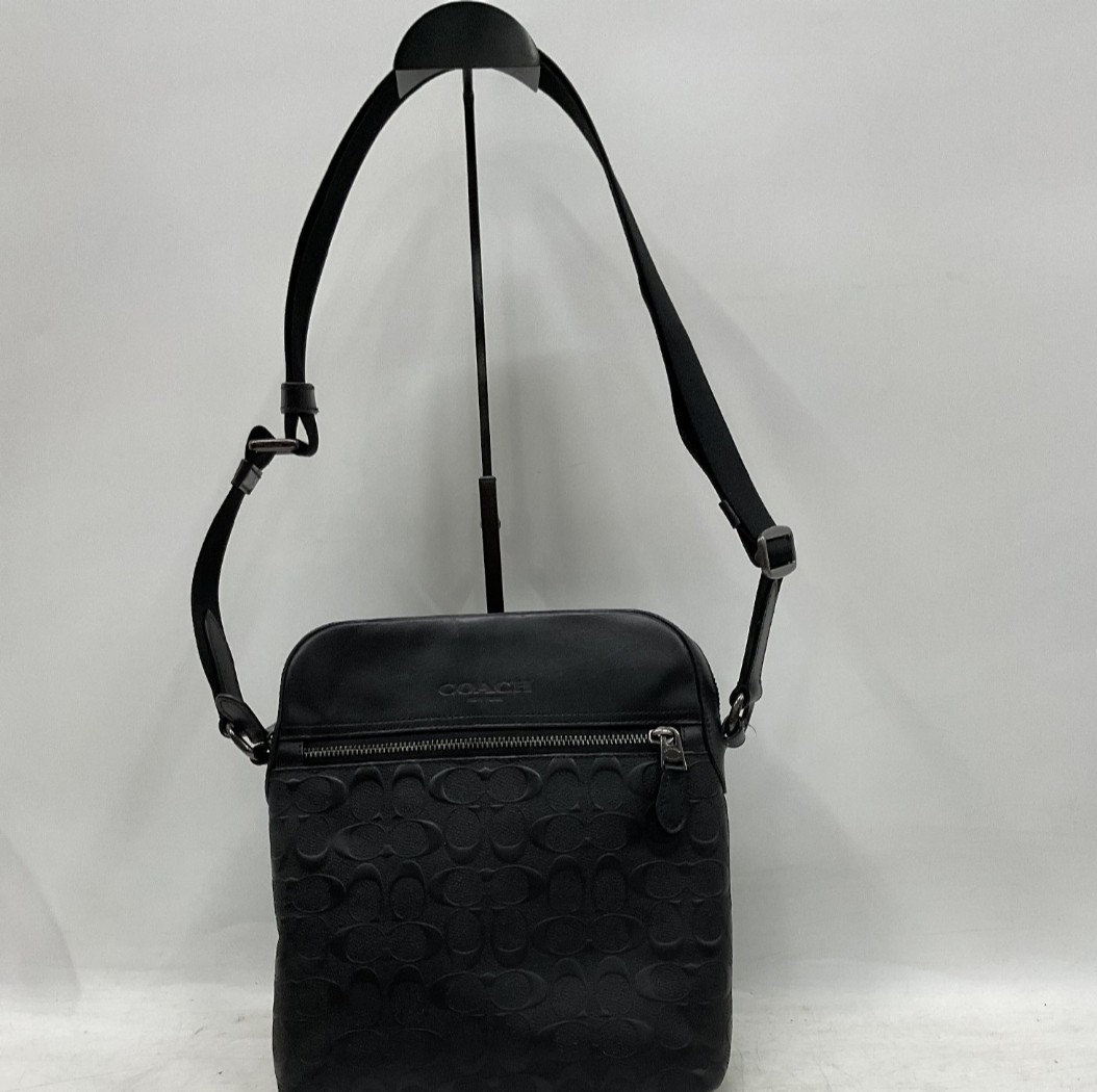 Coach 4009 Houston Flight Raised Signature C Leather Square Crossbody Single Zip