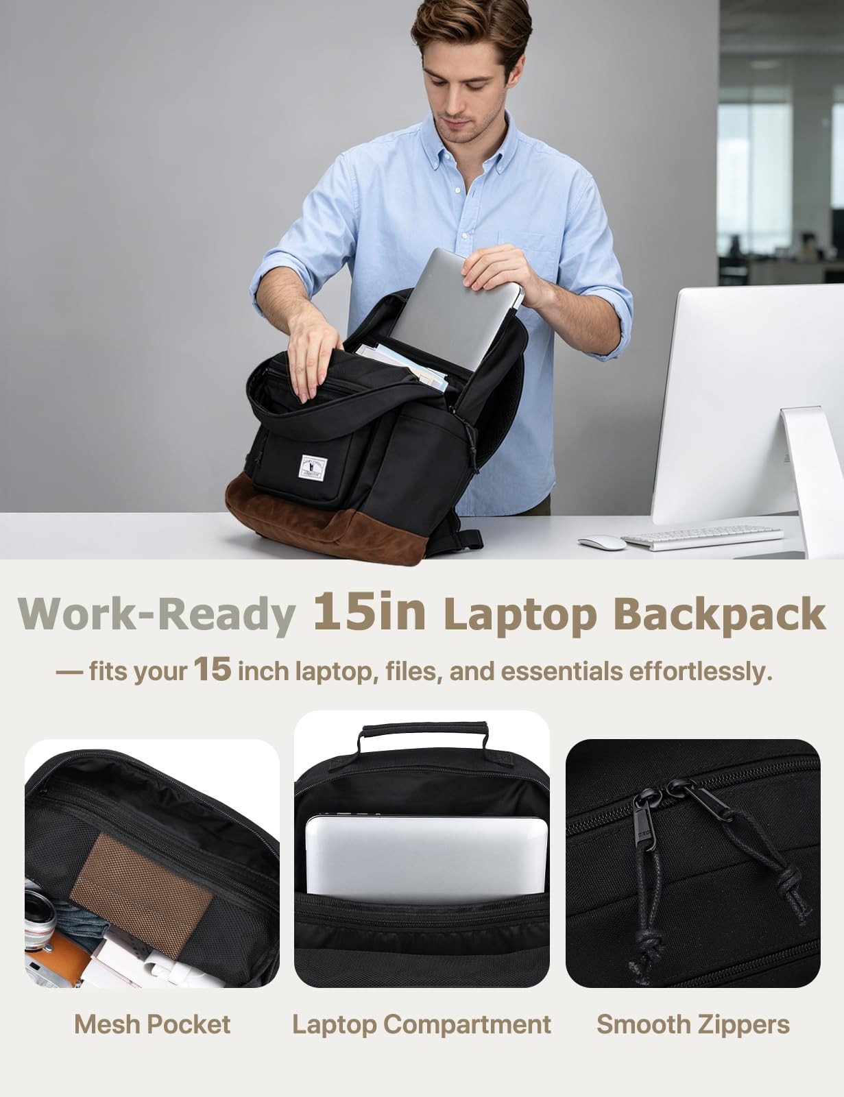 Backpack for Men Women,Lightweight 15.6in Bookbag with Mulitiple Pockets,Wate…