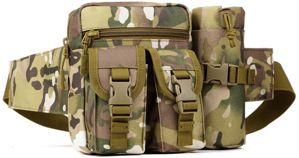 Tactical Waist Pack Pouch With Water Bottle Pocket Holder Waterproof Belt Bag US