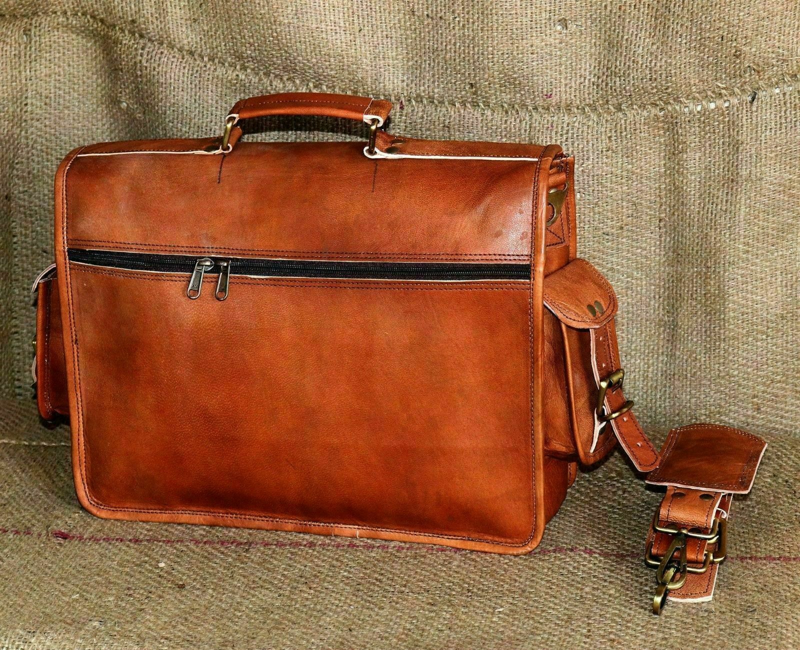 Genuine Leather Vintage Laptop Messenger Briefcase Bag Satchel Handmade Men’s