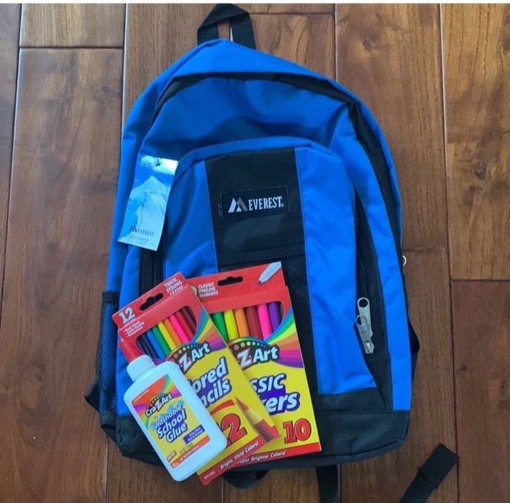 Everest Backpack Front & Side Pockets Royal Blue Black + school supplies 🆕NEW!