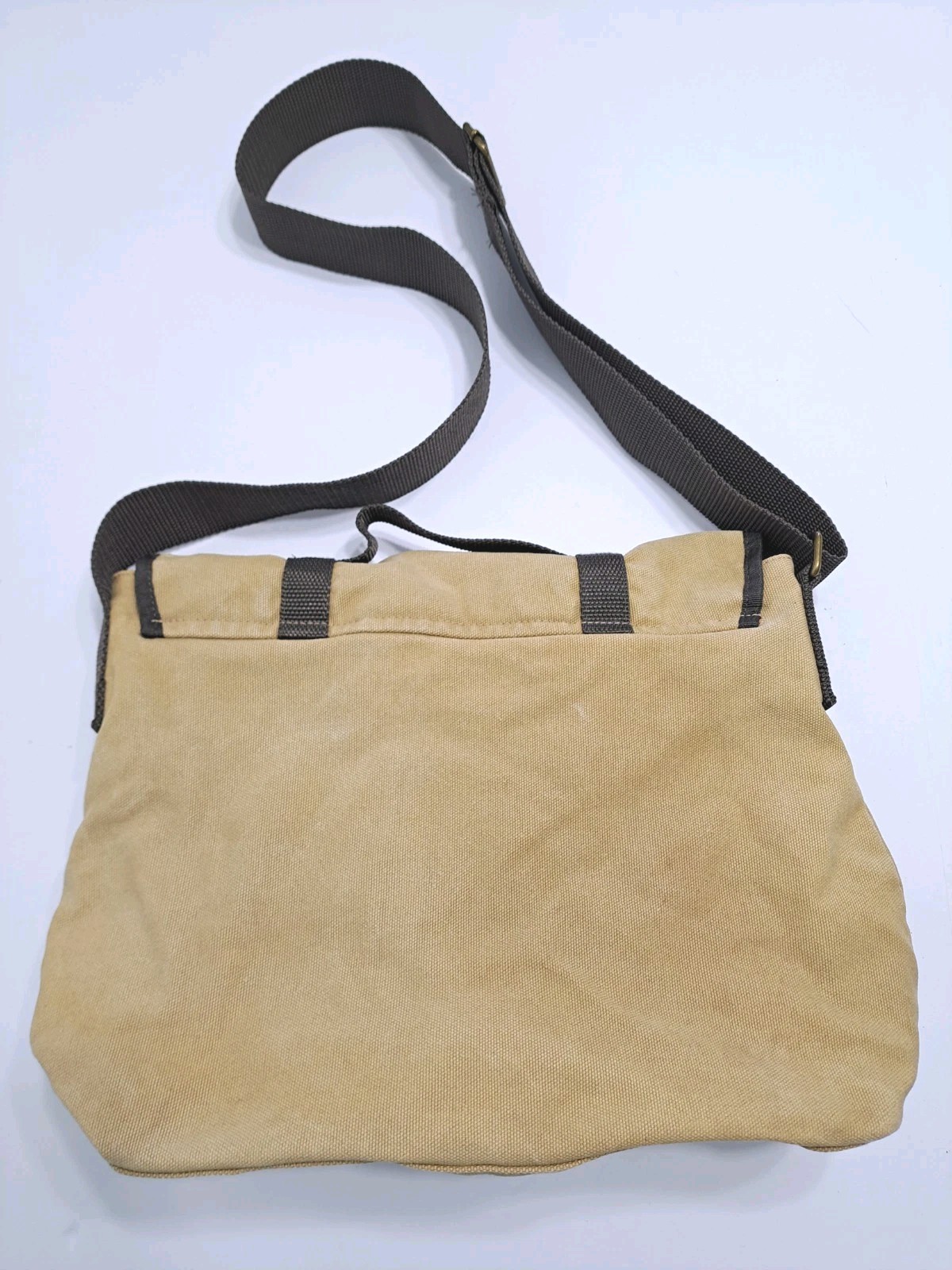Canvas Khaki Messenger Bag Distressed Retro Vintage Merona Army School Travel
