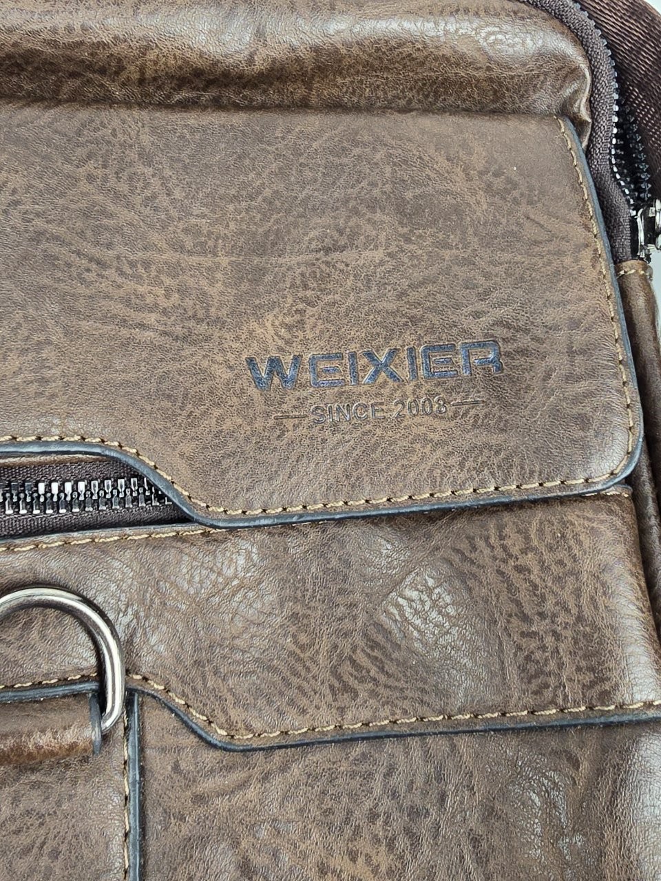 Weixier Brown Faux Leather Messenger Bag Crossbody Shoulder Sling Pack Men