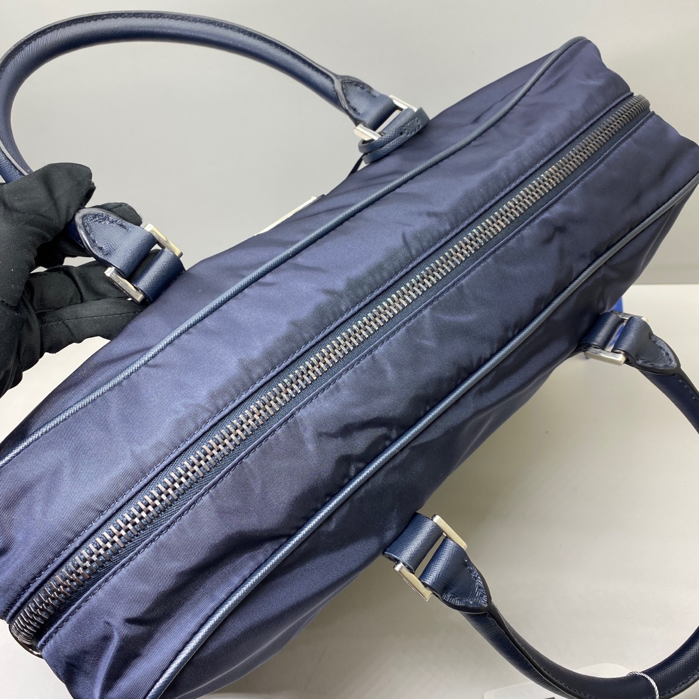 Prada Pre-Owned Authentic Briefcase Blue 36x28x7cm Nylon Free Shipping