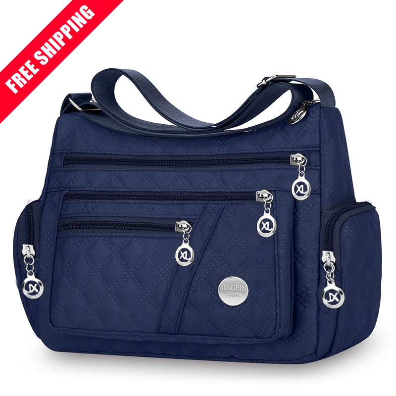 Blue Large Oxford Crossbody Bag Unisex Messenger Shoulder Bag Travel Casual
