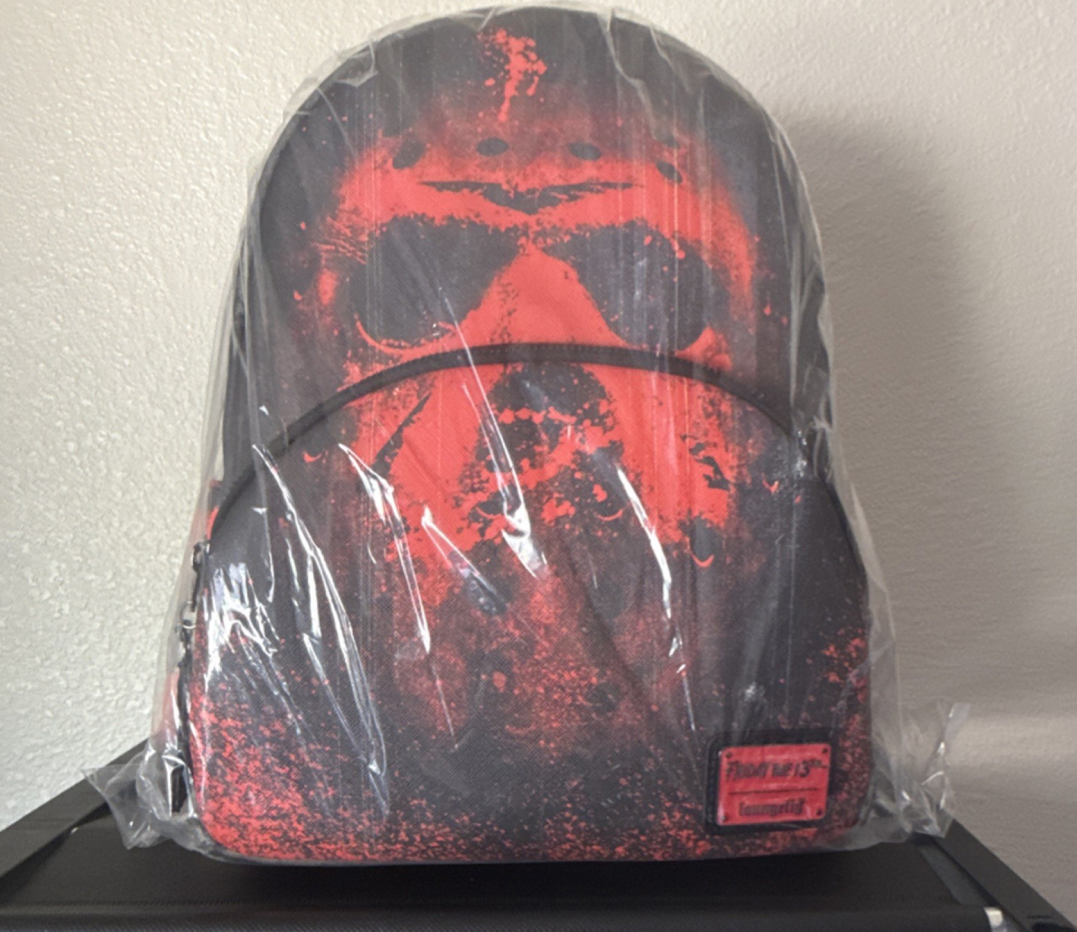 Friday the 13th Jason Graphic Print Backpack Black Red Adjustable Strap Horror