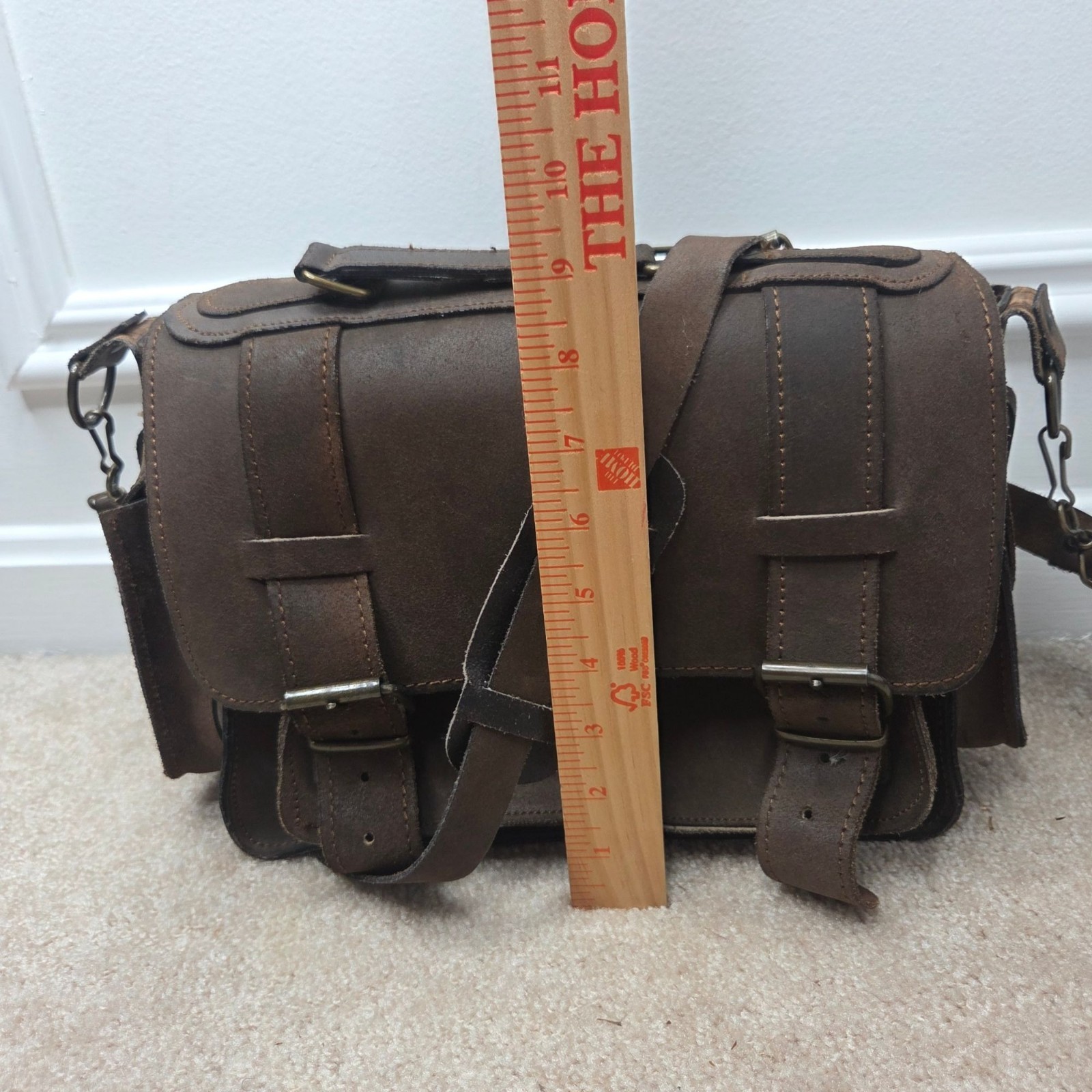 Handcrafted Brown Leather Shoulder Bag Messenger Saddlebag Made in Greece