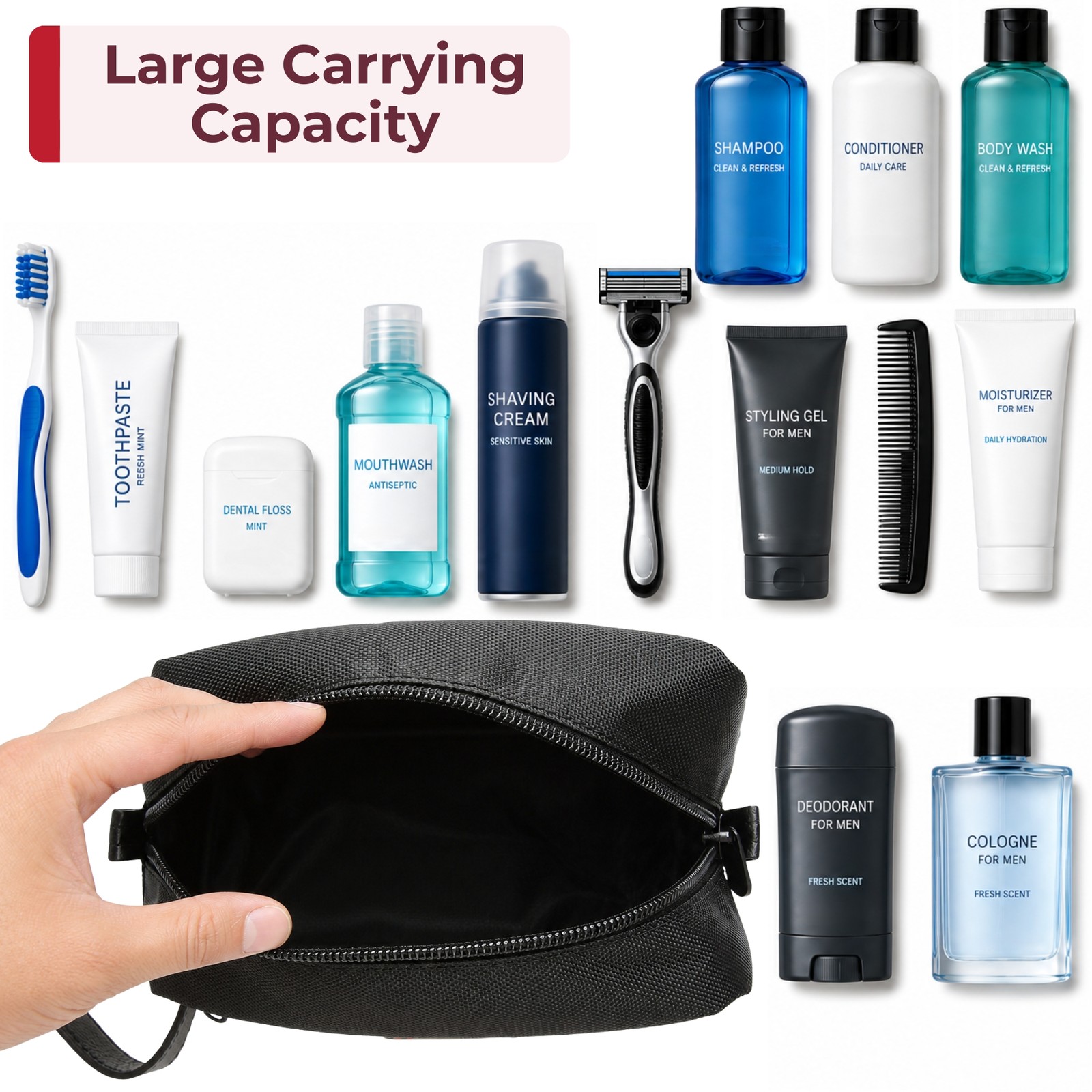 Alpine Swiss Hudson Shaving Kit Dopp Kit Overnight Toiletry Bag Travel Case New
