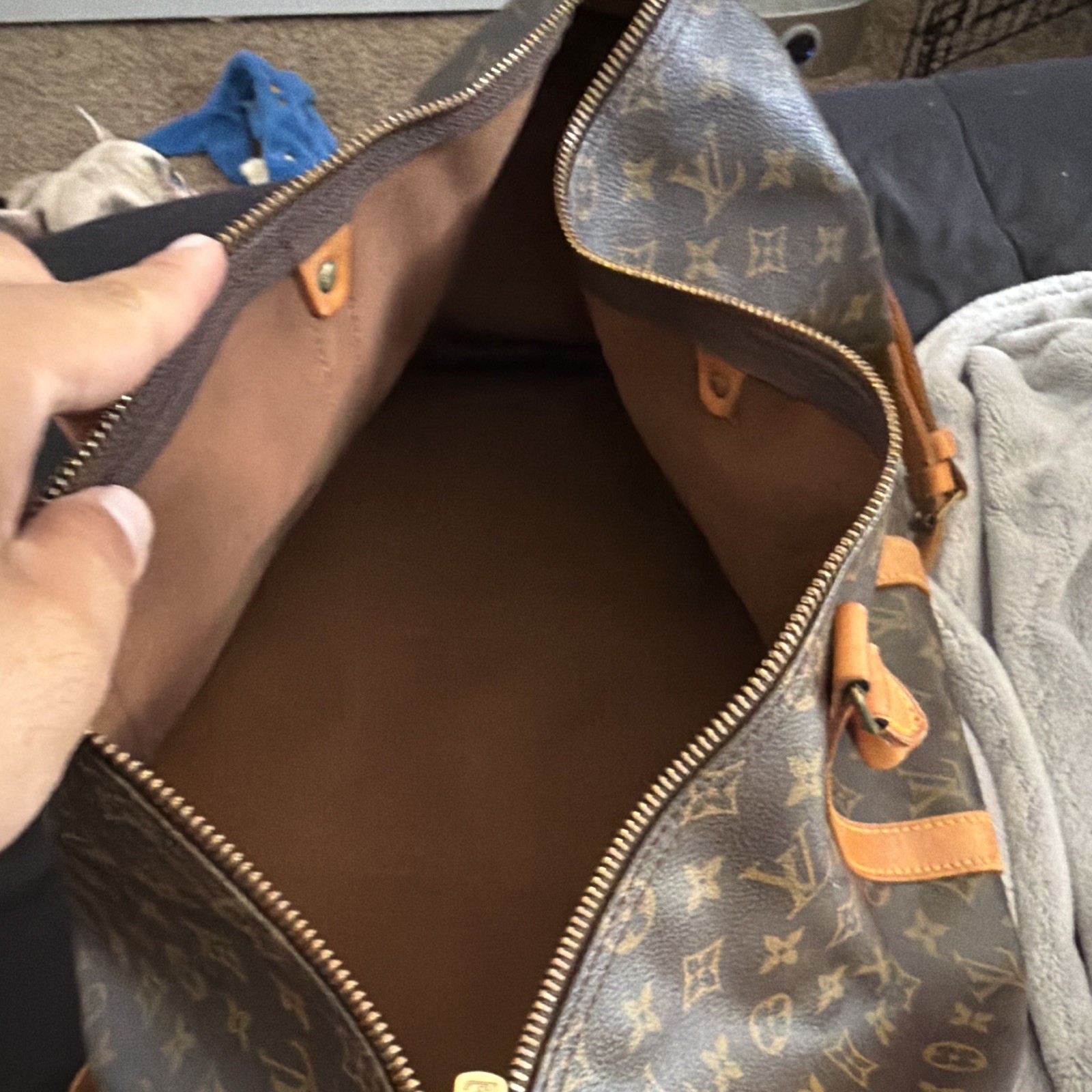 Auth Louis Vuitton Keepall Monogram Brown Canvas Tote Travel Duffle Bag