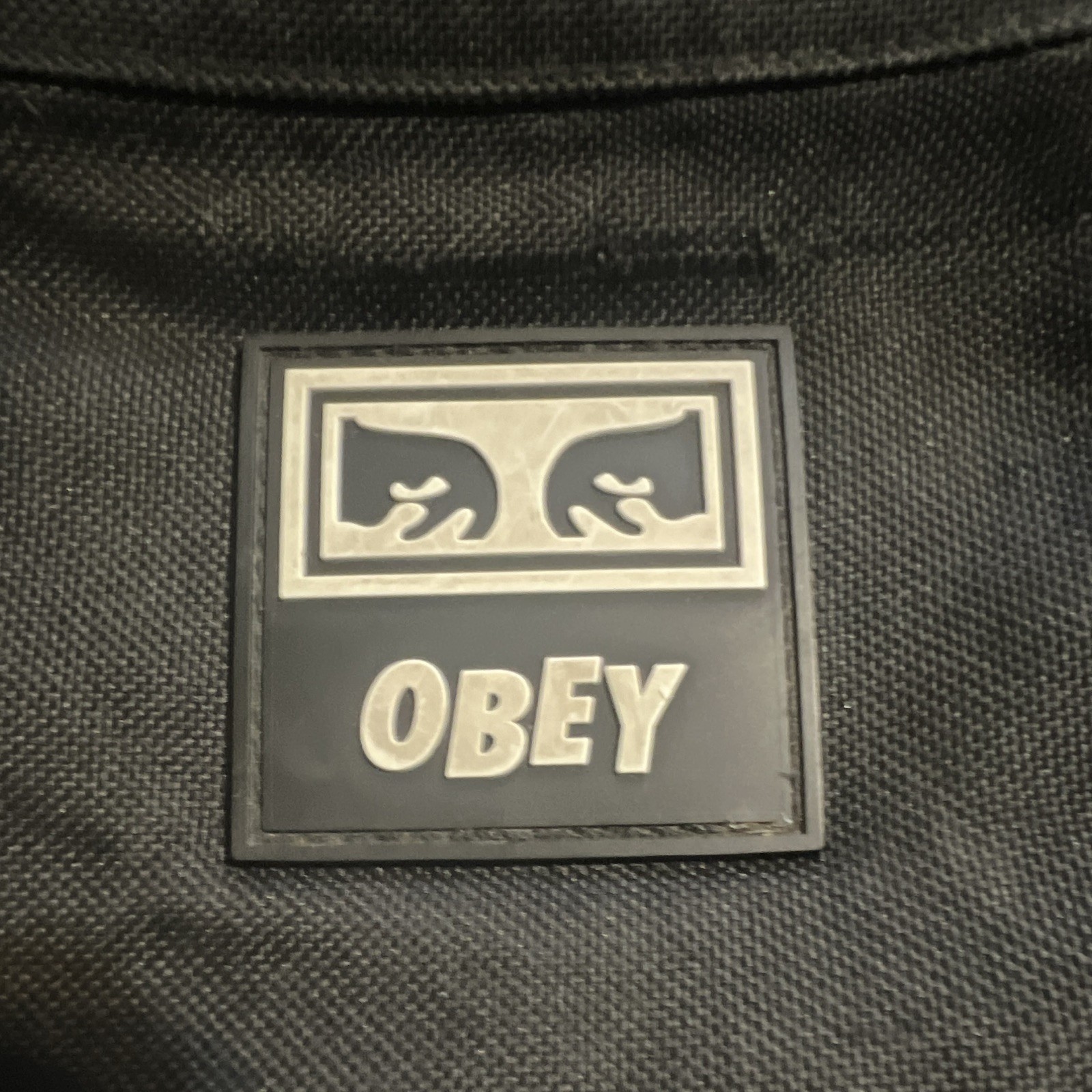 OBEY Black Crossbody Bag Solid Casual Zip Closure Adjustable Cross-Body Strap