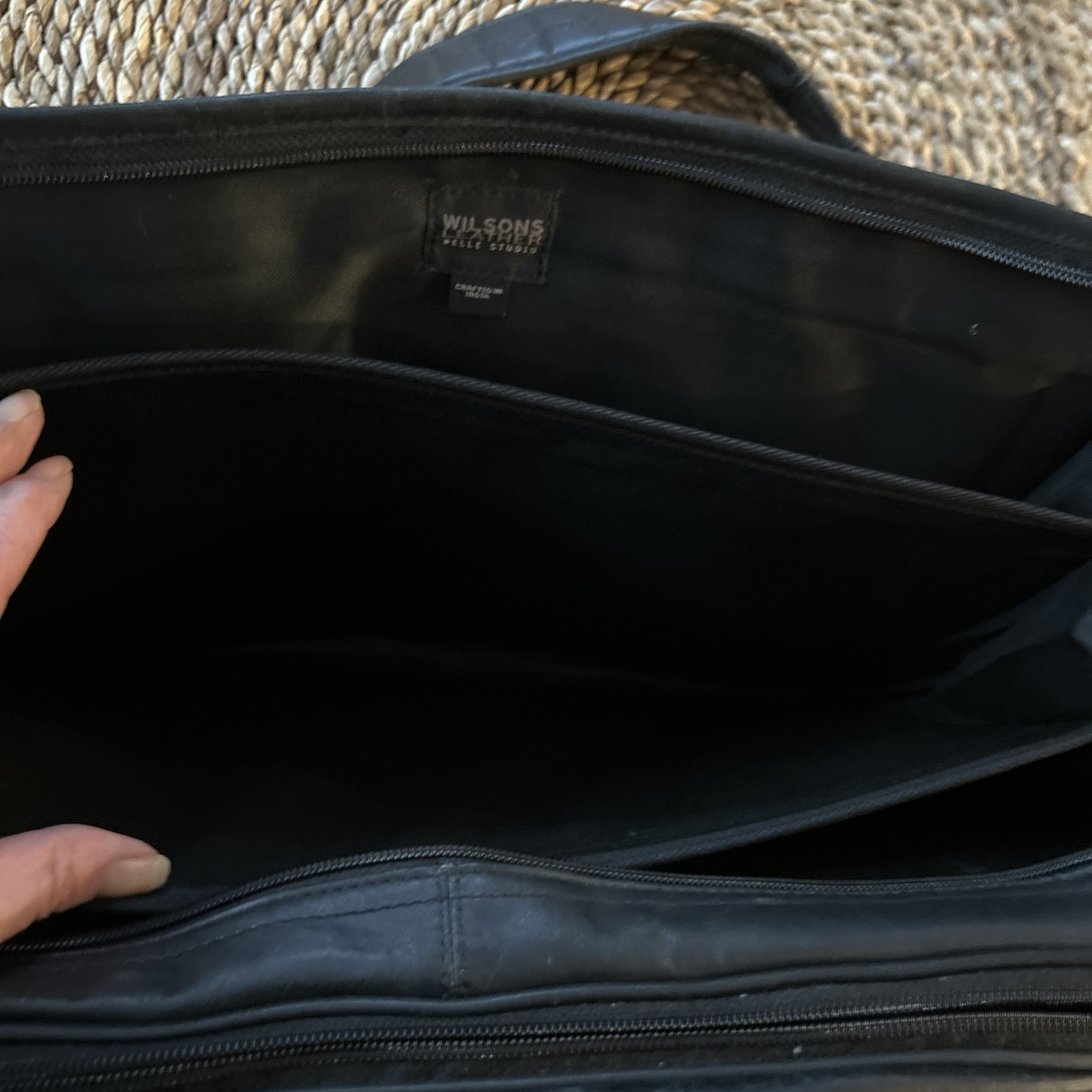 Vintage Wilsons Leather Pelle Studio Black Messenger Briefcase Laptop Bag
