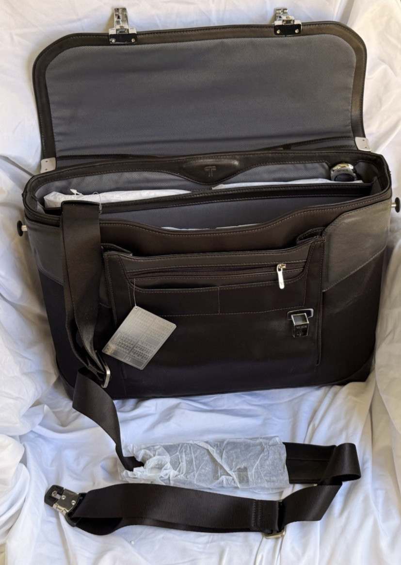 NWT Tumi Formula T Circuit Briefcase 2951DF Leather Nylon Deadstock Complete