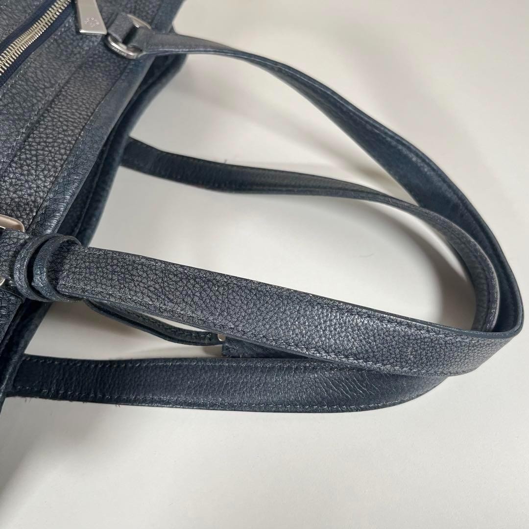 Aniari Grind Gray Leather Tote Bag Charm Authentic Japan