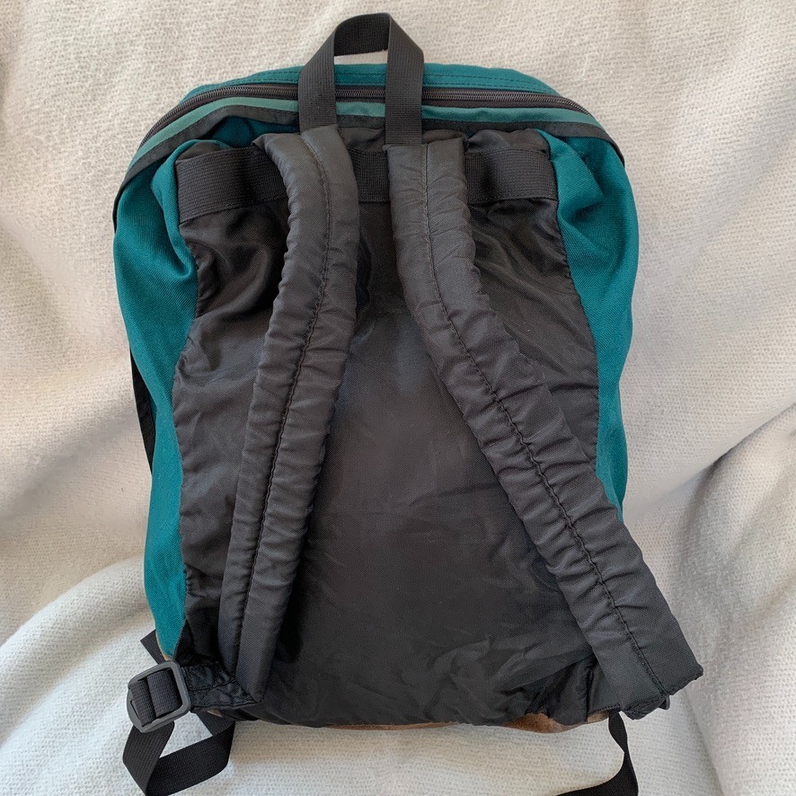 Vintage Y2K Nike Leather Suede Bottom Retro Green Backpack Bag Center Swoosh 90s