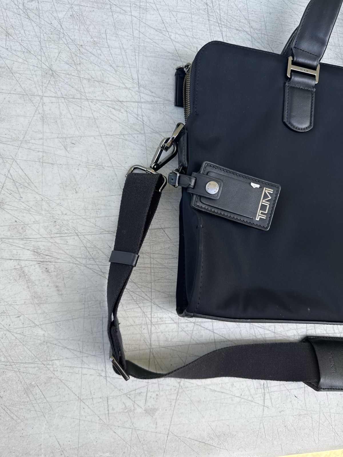 TUMI Harrison Seneca Slim Briefcase Black Nylon Leather Laptop Bag 66000D
