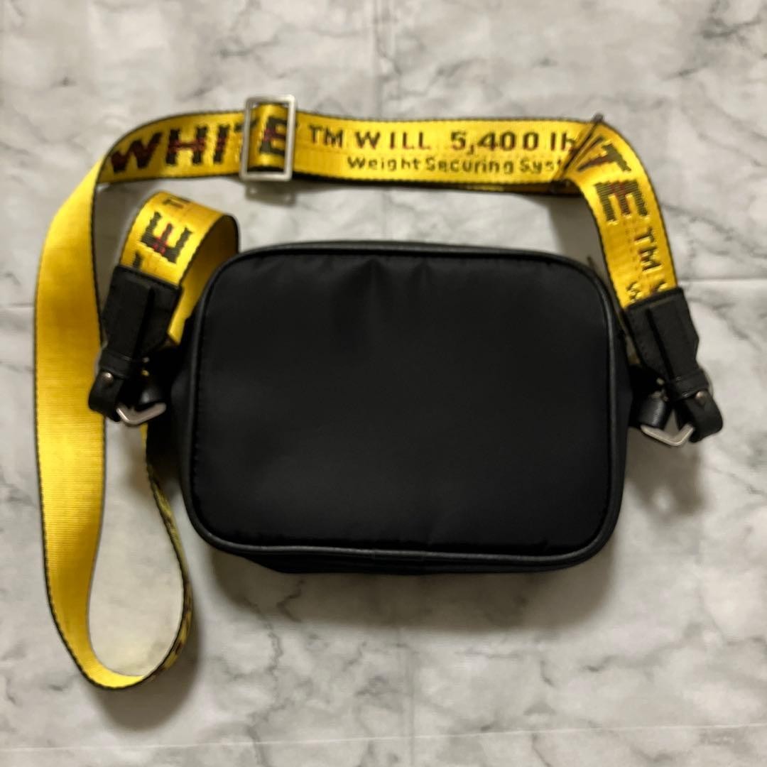 Off-white shoulder bag black yellow logo Nylon CROSSBODY 5.9*7.8*1.9 inch Japan