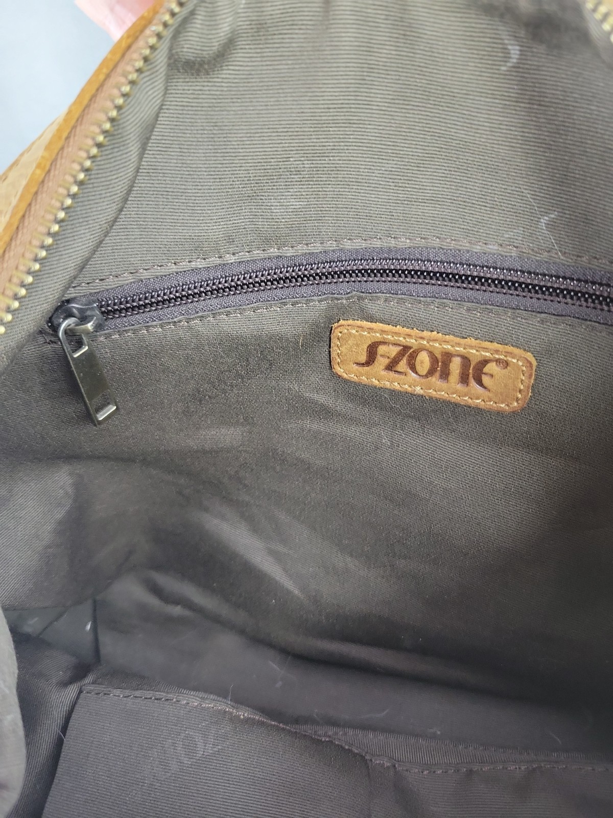 S-ZONE Canvas Leather Dopp Kit Toiletry Travel Shaving Bag Brown