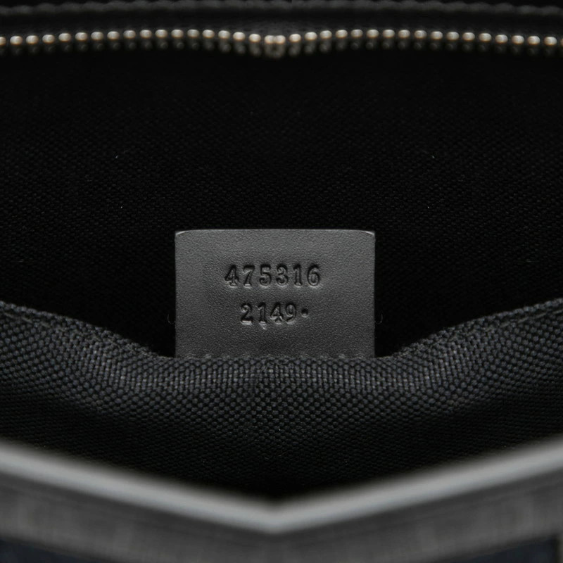 Gucci GG Supreme Web Sherry Line Clutch Bag 475316 Black PVC Leather