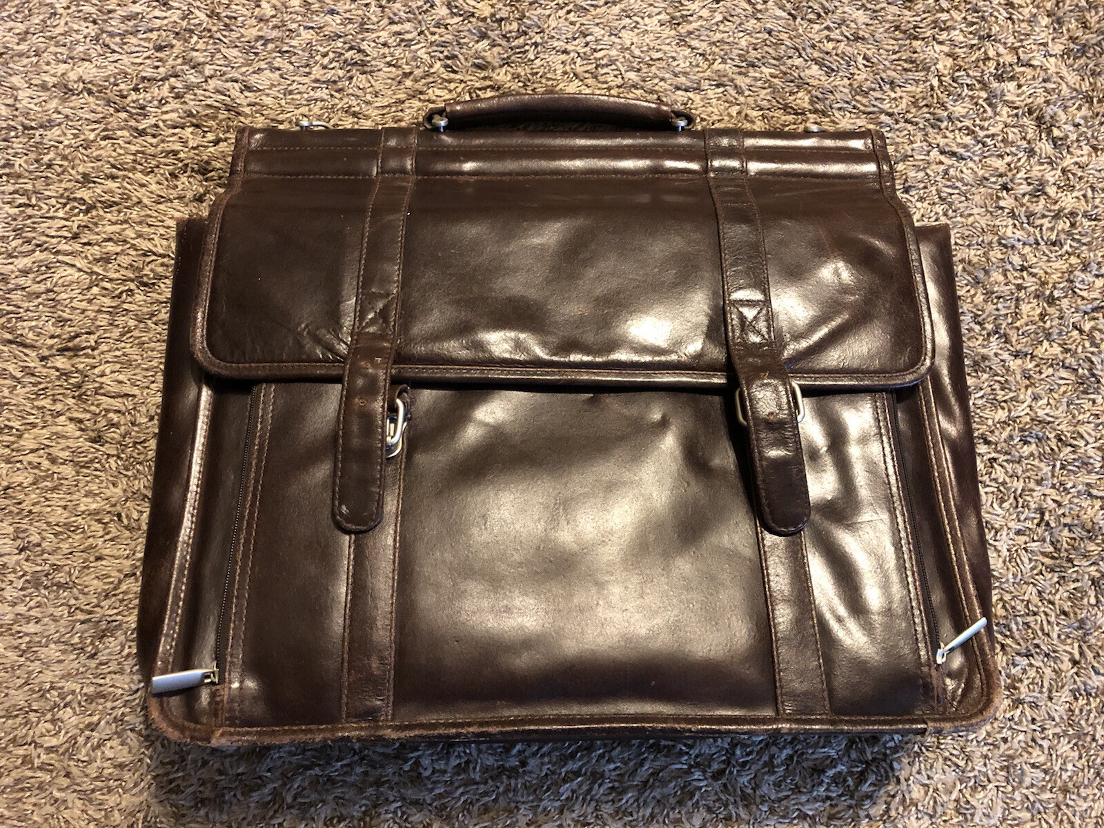 Wilsons Leather New York Rugged Portfolio Briefcase Brown Crafted In India As Is