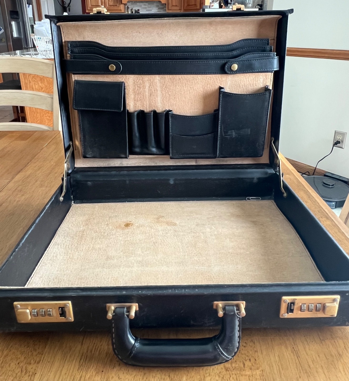 Coach Vintage Briefcase Black Leather, Hard-Sided with Brass Combo Locks Attache