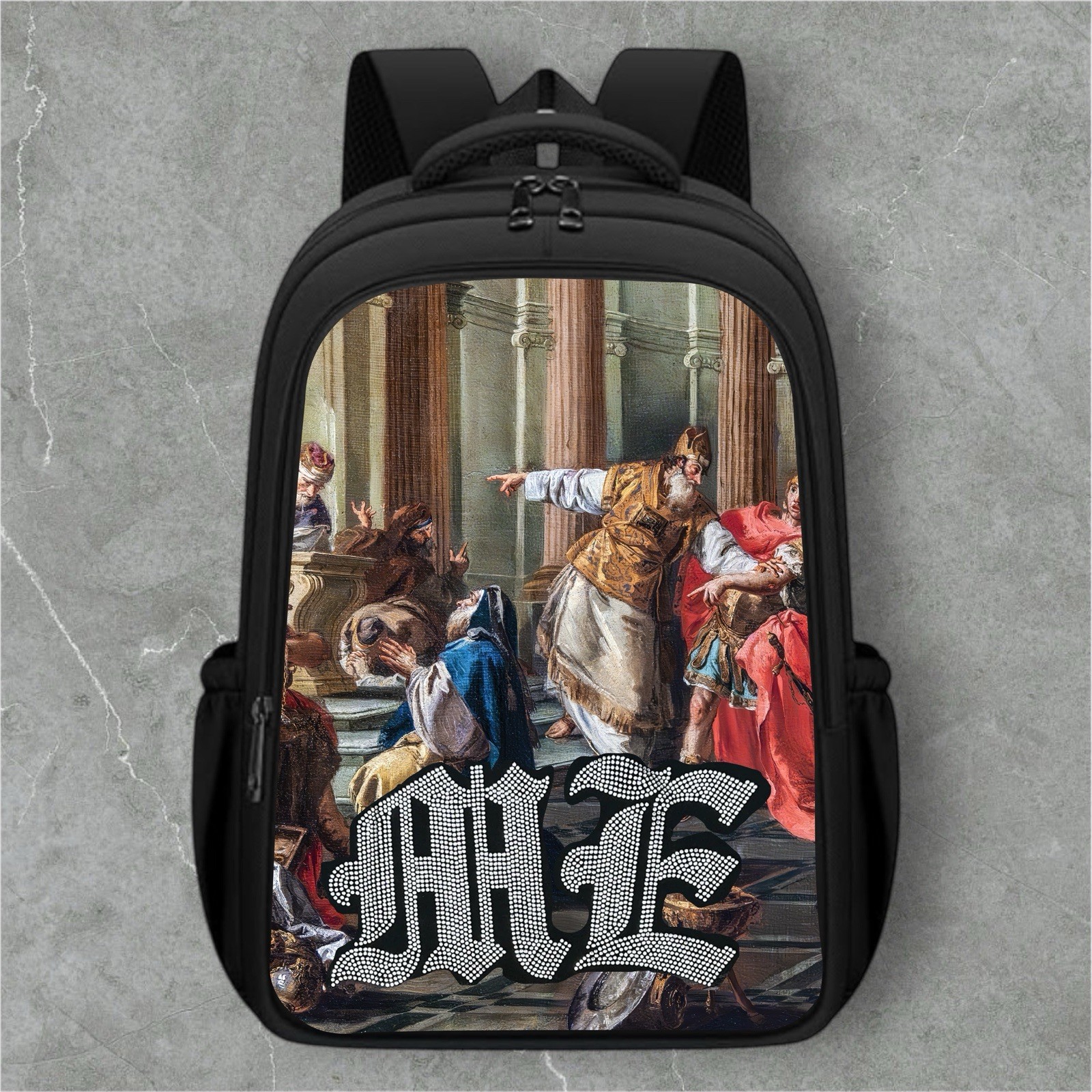 Mixed Emotion Men’s Heavyweight Black And Multicolored Backpack With Rhinestones