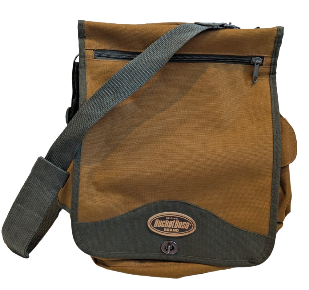 Bucket Boss Contractors Briefcase Messenger Bag Olive Green/Camel Brown