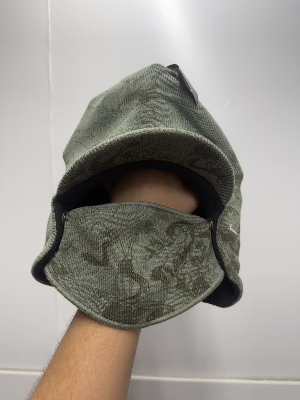 New with Tags Ed Hardy USA Ski Cap & Removable Face Mask Beanie Skullies Green