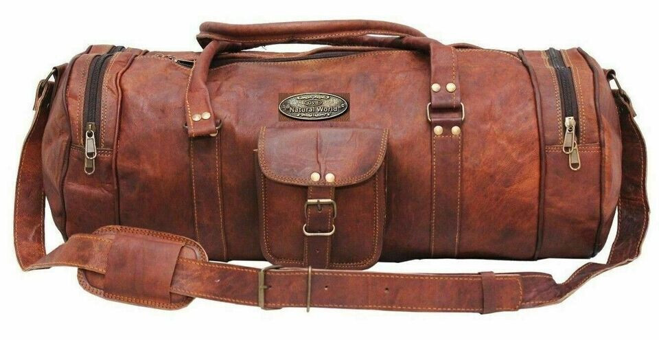 Handmade overnight bag vintage men women 30″ GVB Real Goat Leather luggage
