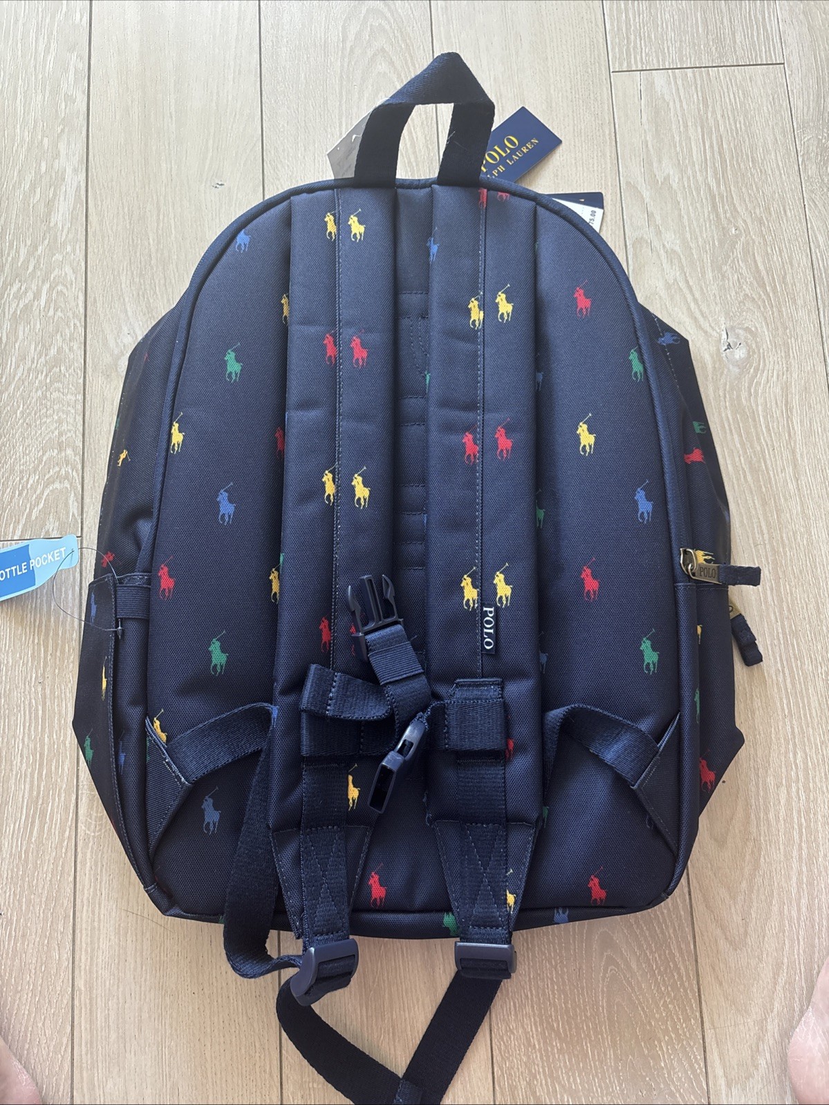 RARE Polo Ralph Lauren Monogram Pony School Bag Back Pack OS Navy Preppy NWT