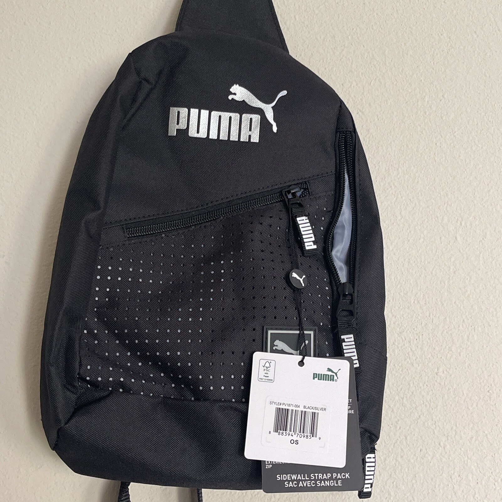 PUMA STRAP BACKPACK multiple Zip Pockets Sling Bag Sidewall Strap New With Tags!