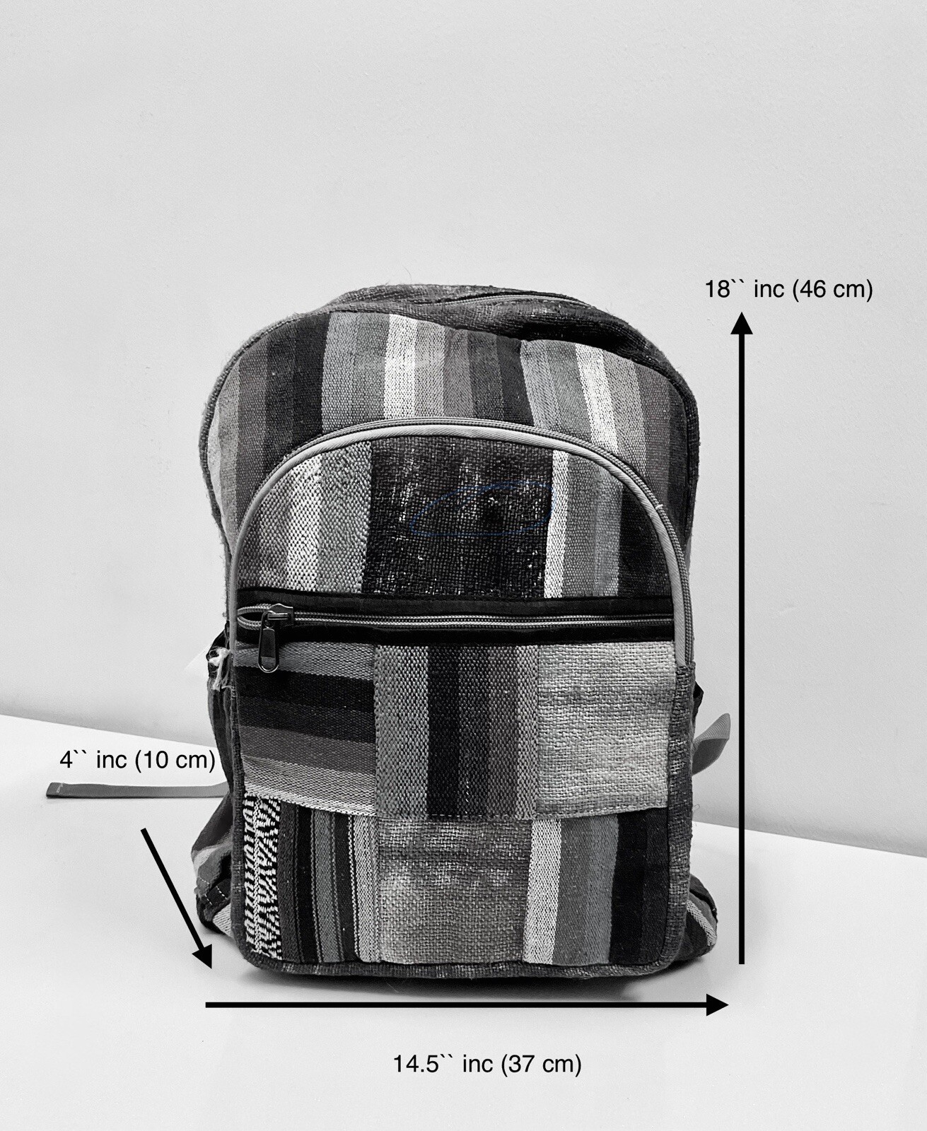 Handmade Hemp Backpack Elephant With Laptop Pocket Nepal Fair Trade Hiking Boho