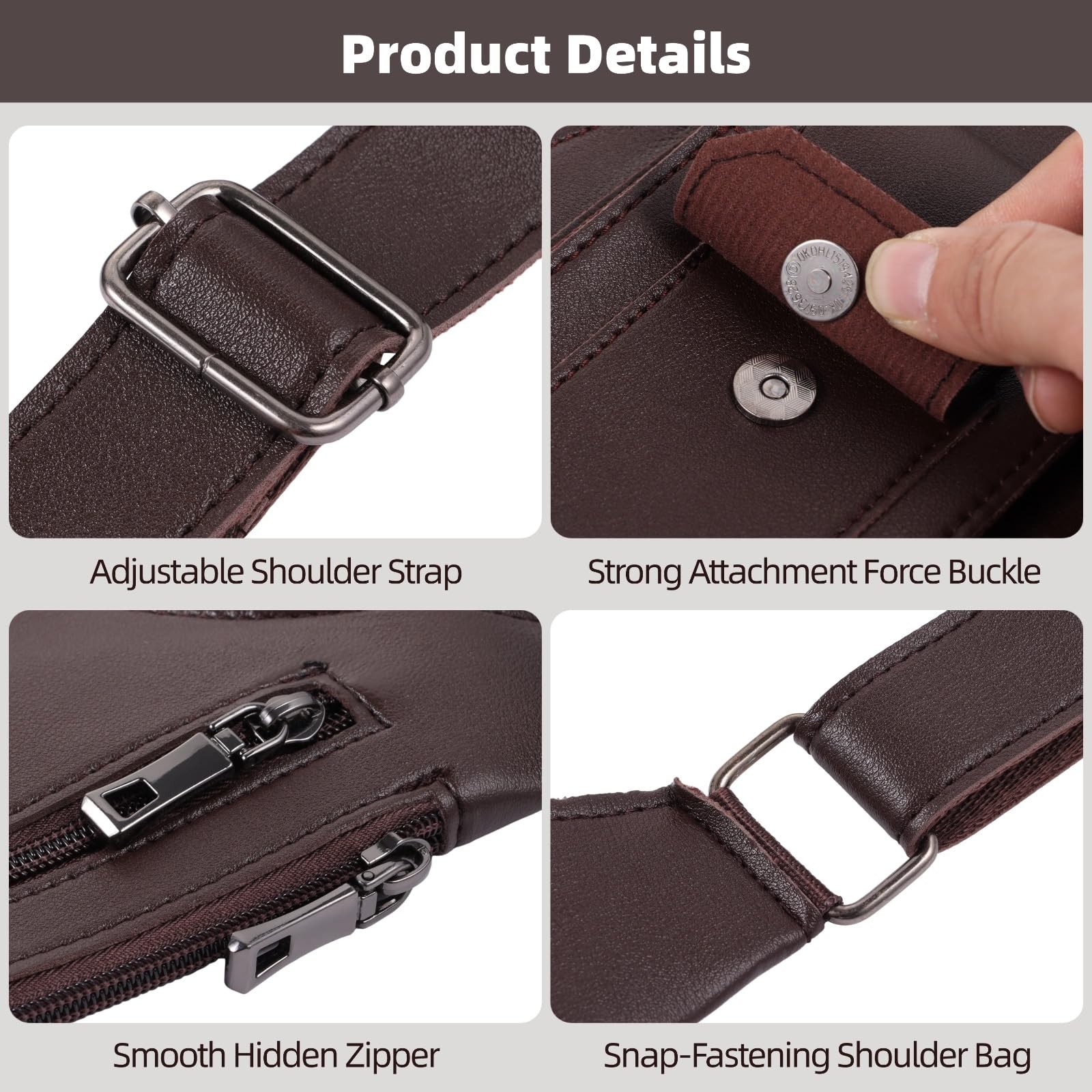 Brown Double Shoulder Armpit Bag, 10.8 x 6.1 in / 27.5 x 15.5 cm, dark brown