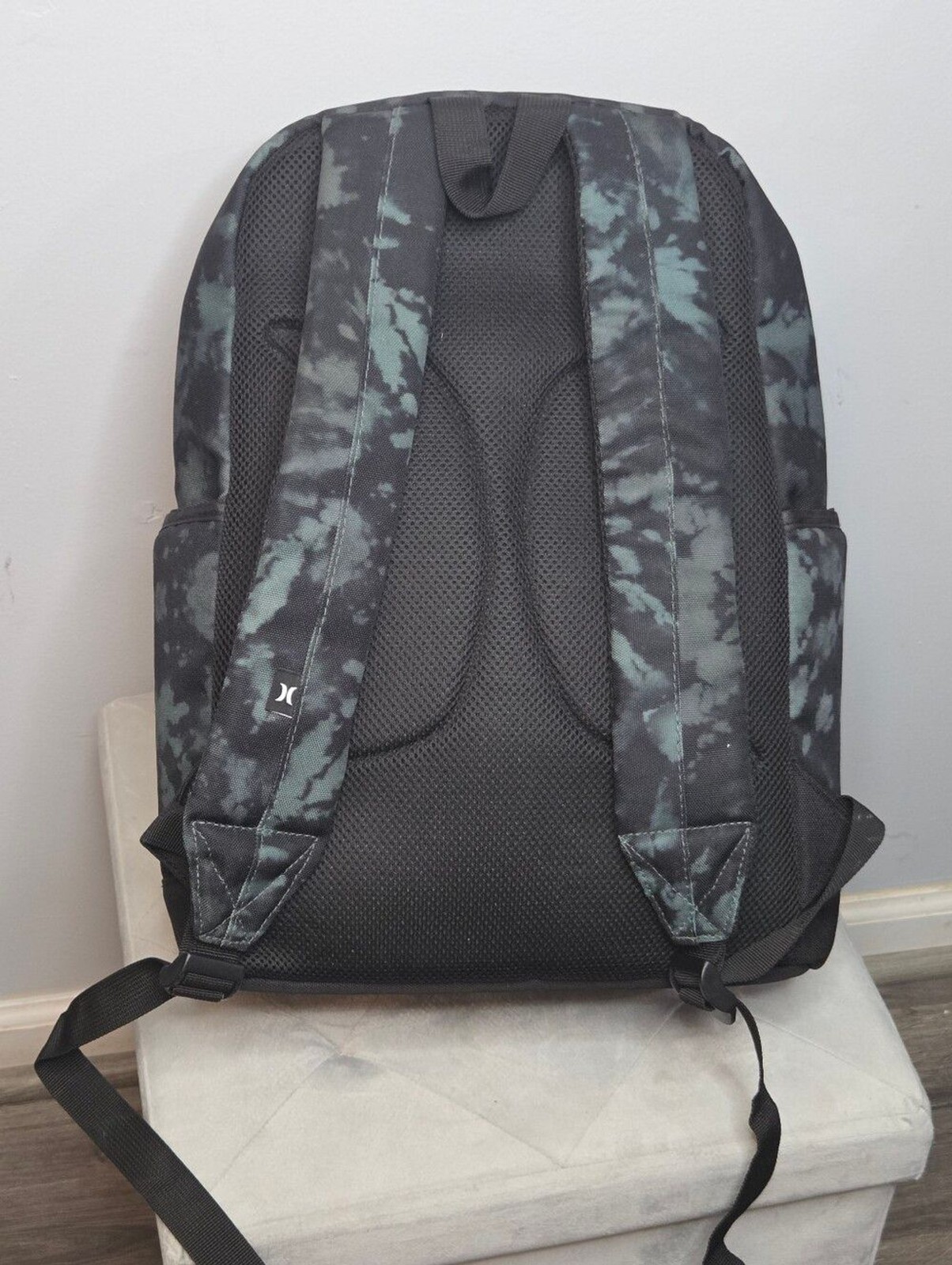 Hurley Black Camo Backpack with Bright Yellow Graphic