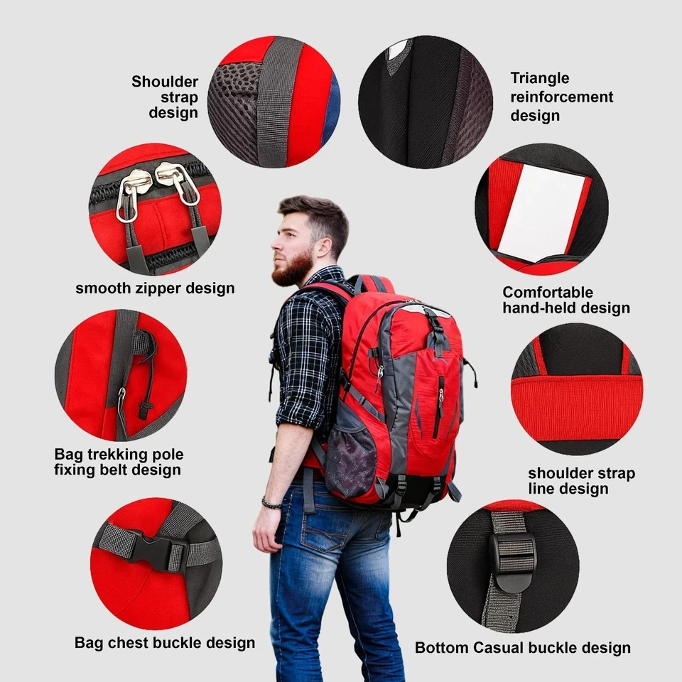 Men’s Nylon Travel Backpack Rucksack Camping Hiking Bag Outdoor School Book Bag