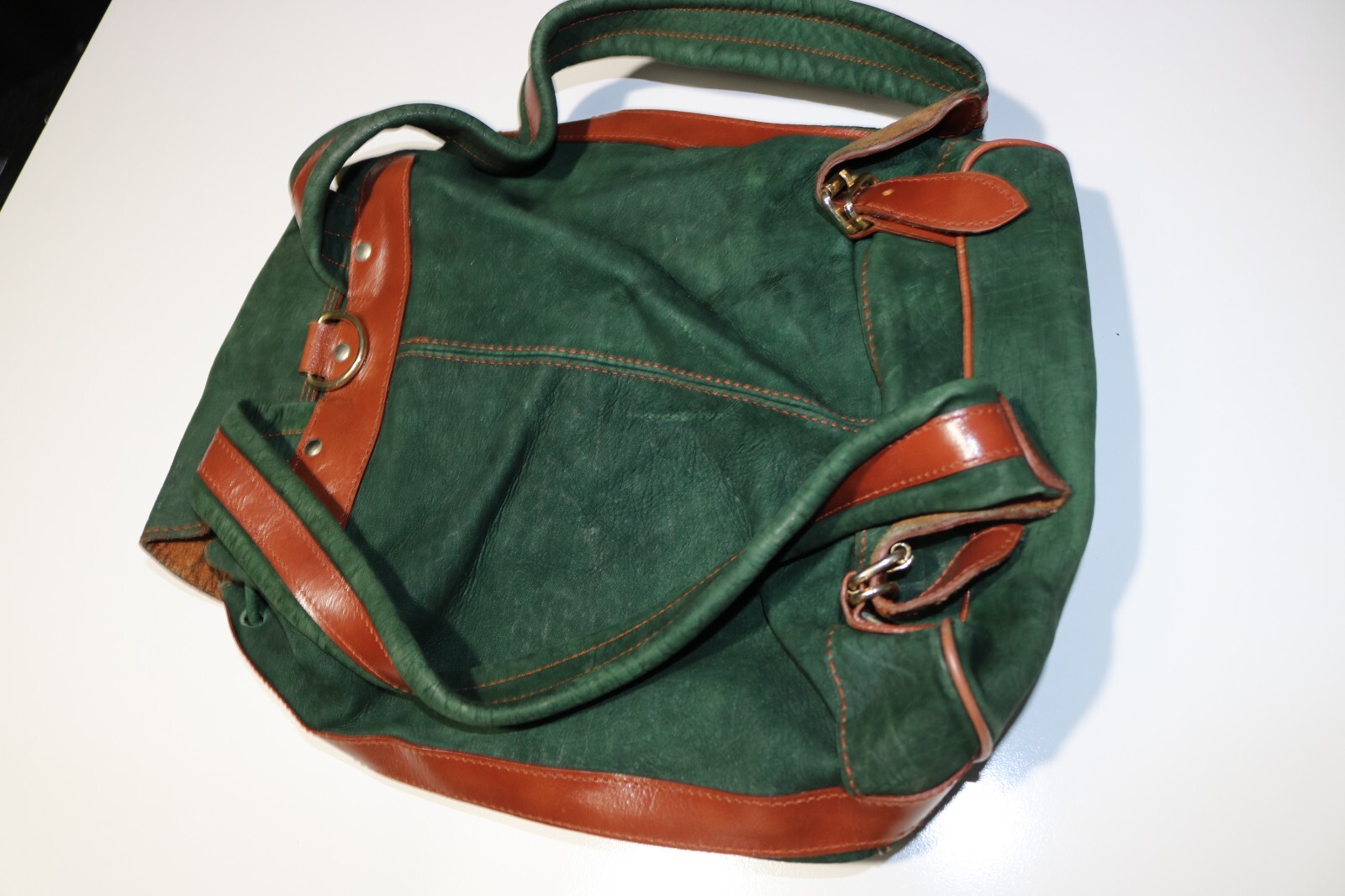 UK Henry Original Leather Suede Backpack Green and Tan Made in United Kingdom