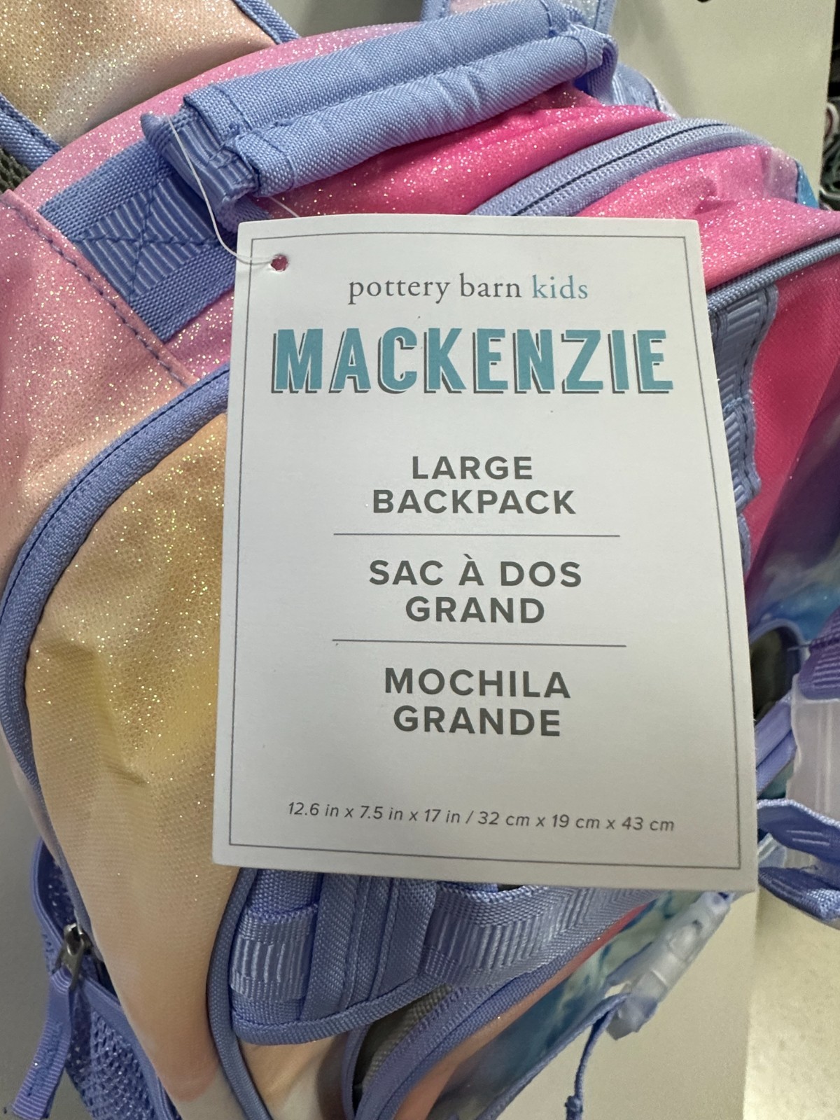 Pottery Barn Kids Backpack “Mackenzie” Multi Color.