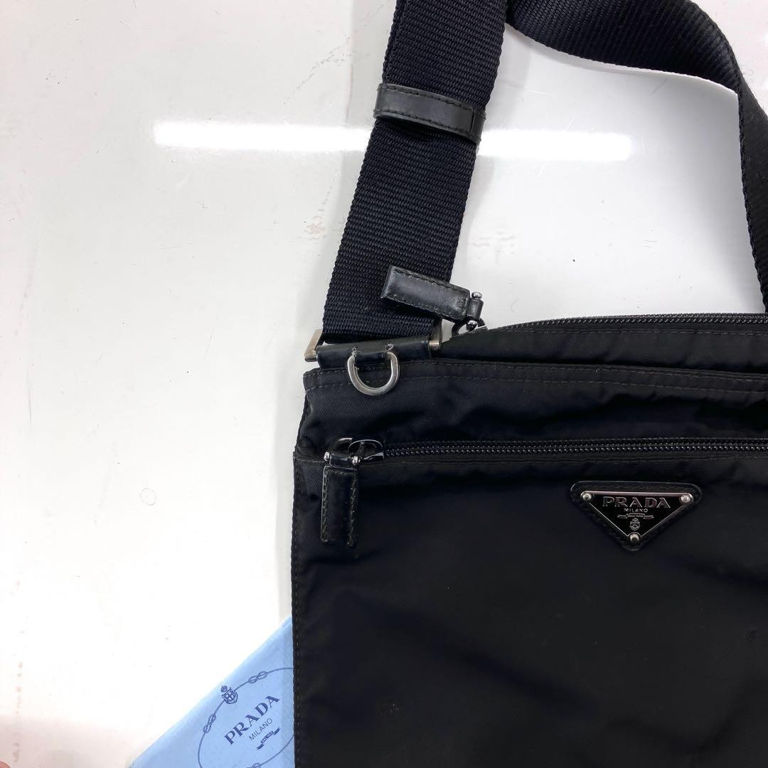 PRADA Nylon Shoulder Bag Crossbody Black Authentic Men Women 22x23cm
