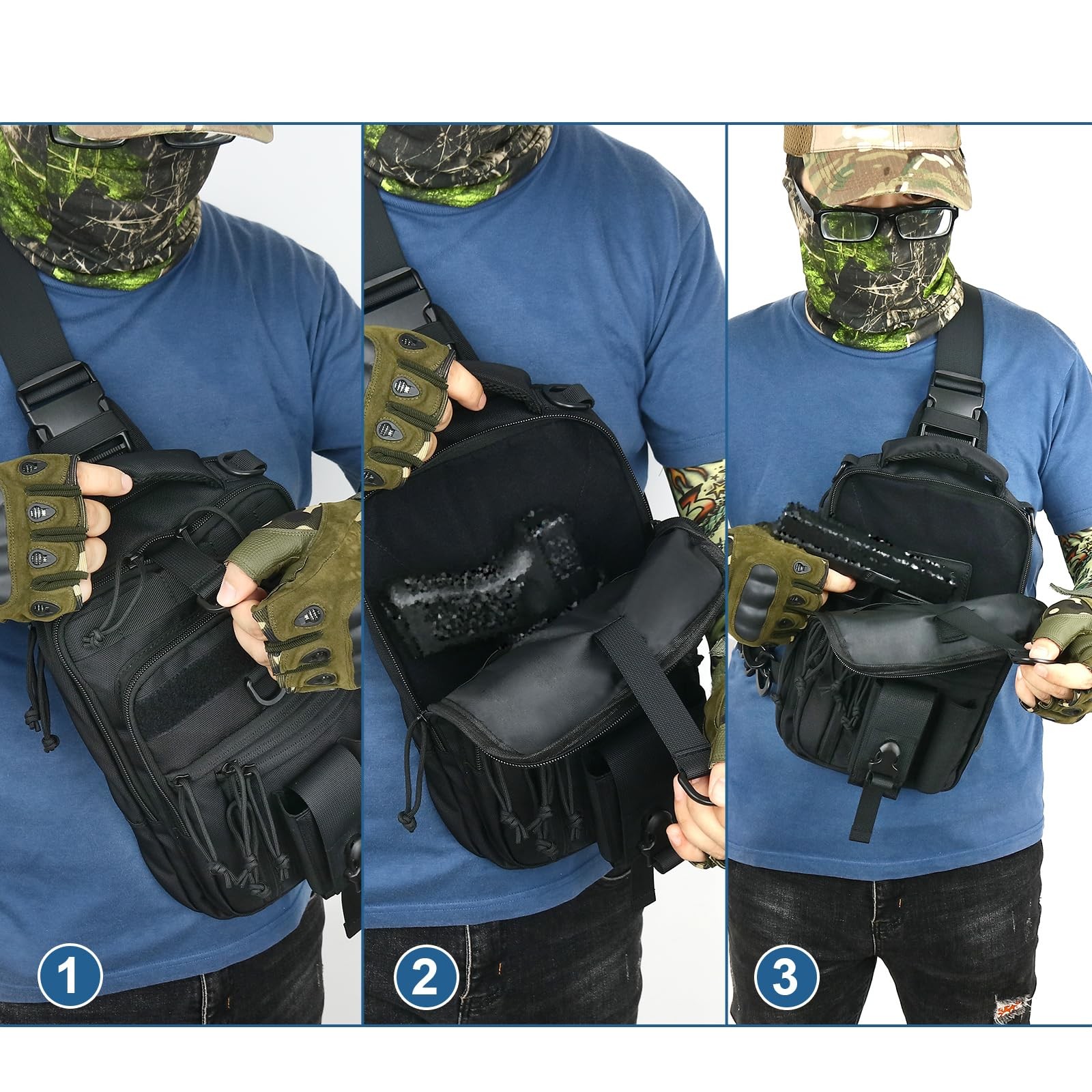 Dual Holster Chest Bag Concealed Carry Sling Crossbody Tactical Convertible B…