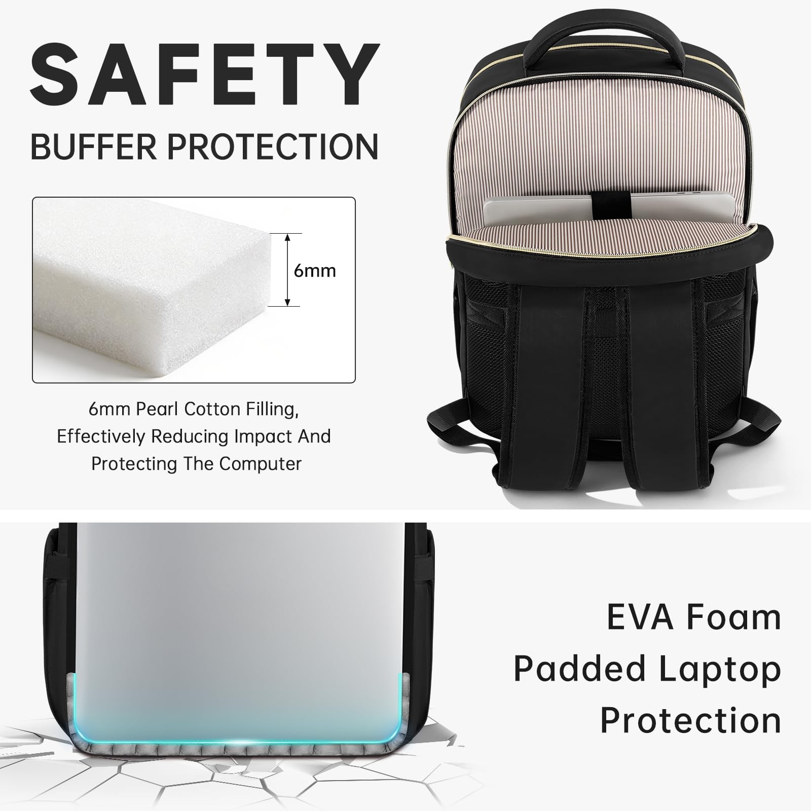 Laptop Backpack for Women with Cup Pocket, 15.6in Travel Work Purse Bookbag f…