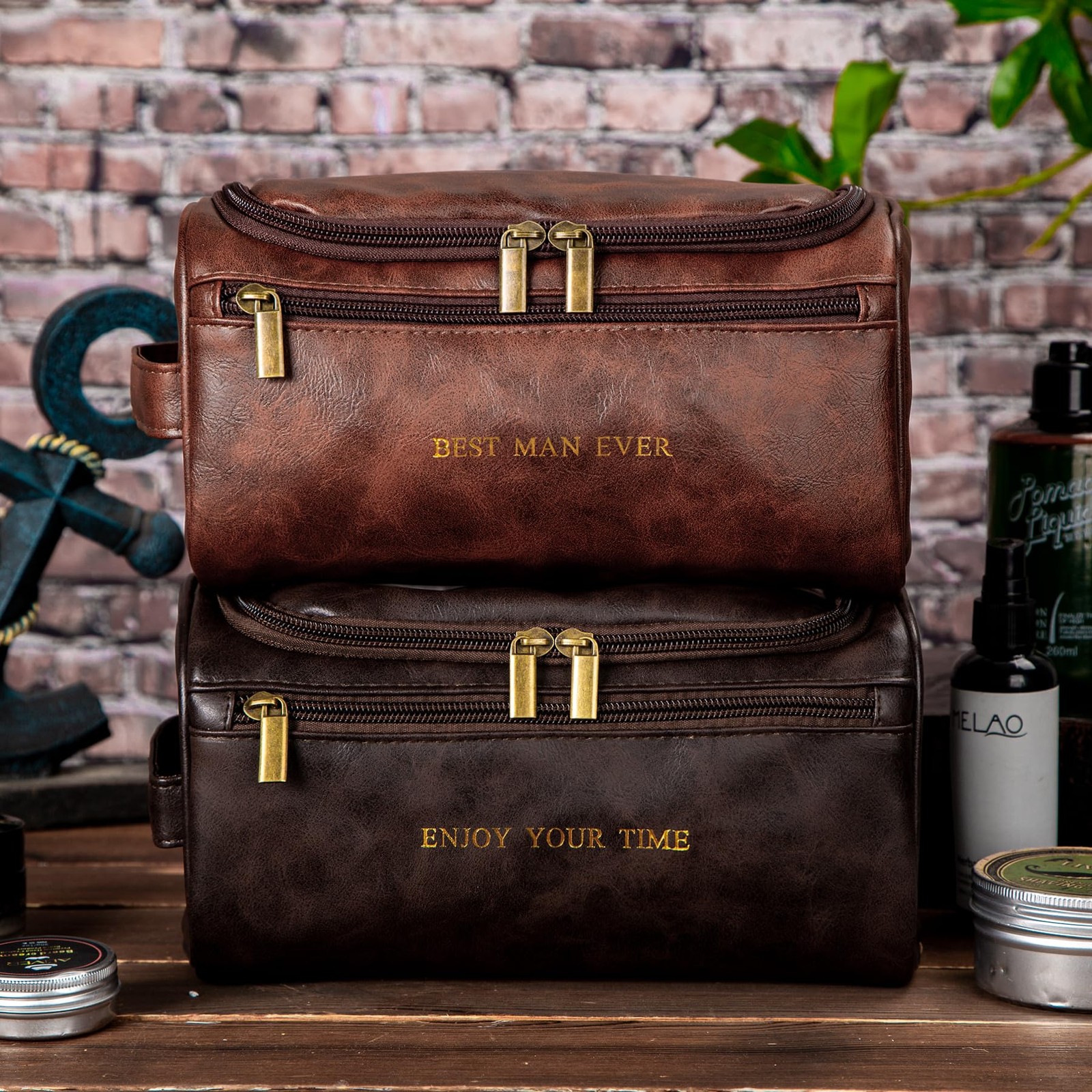 Flycalf Personalized Mens Toiletry Bag for Men ENJOY Coffee