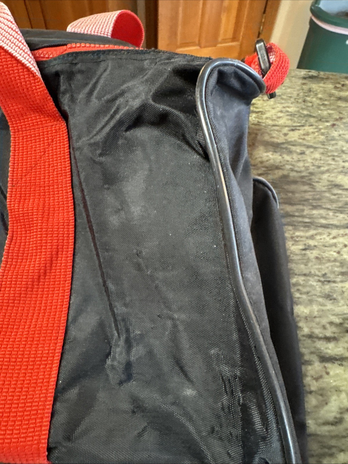 Vintage PUMA 80s Black Red Nylon Bag Excellent RETRO