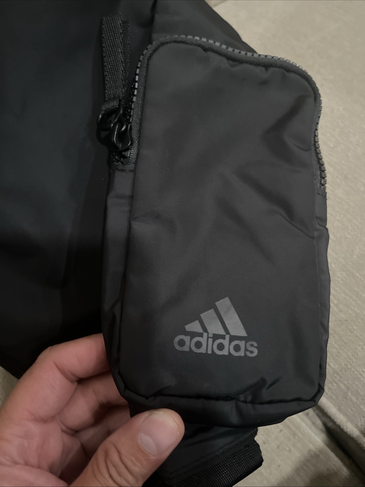 Adidas Essentials Black Sling Crossbody Bag with Carabiner & Multi-Pocket