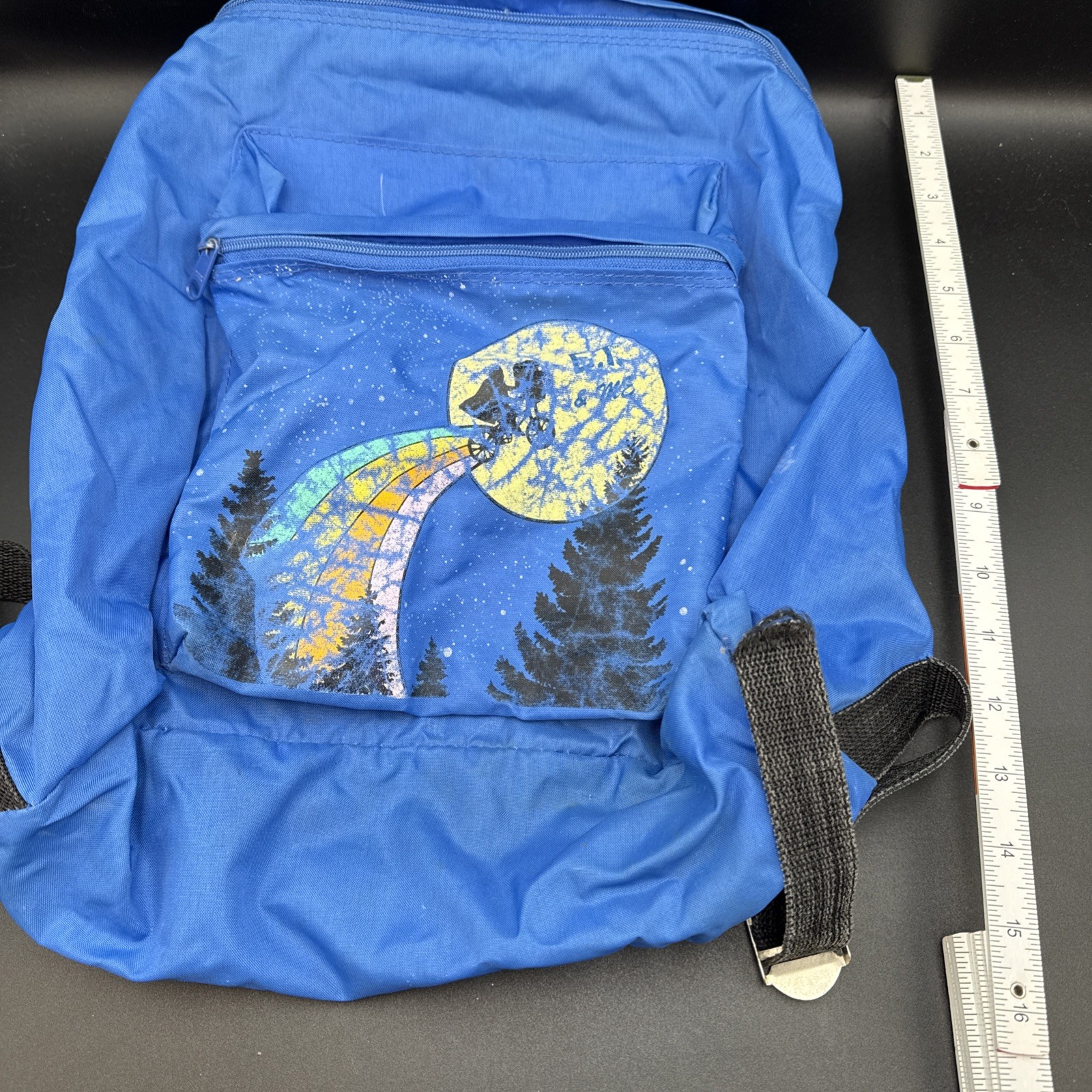 Vintage ET Backpack Knapsack Blue Faded Original