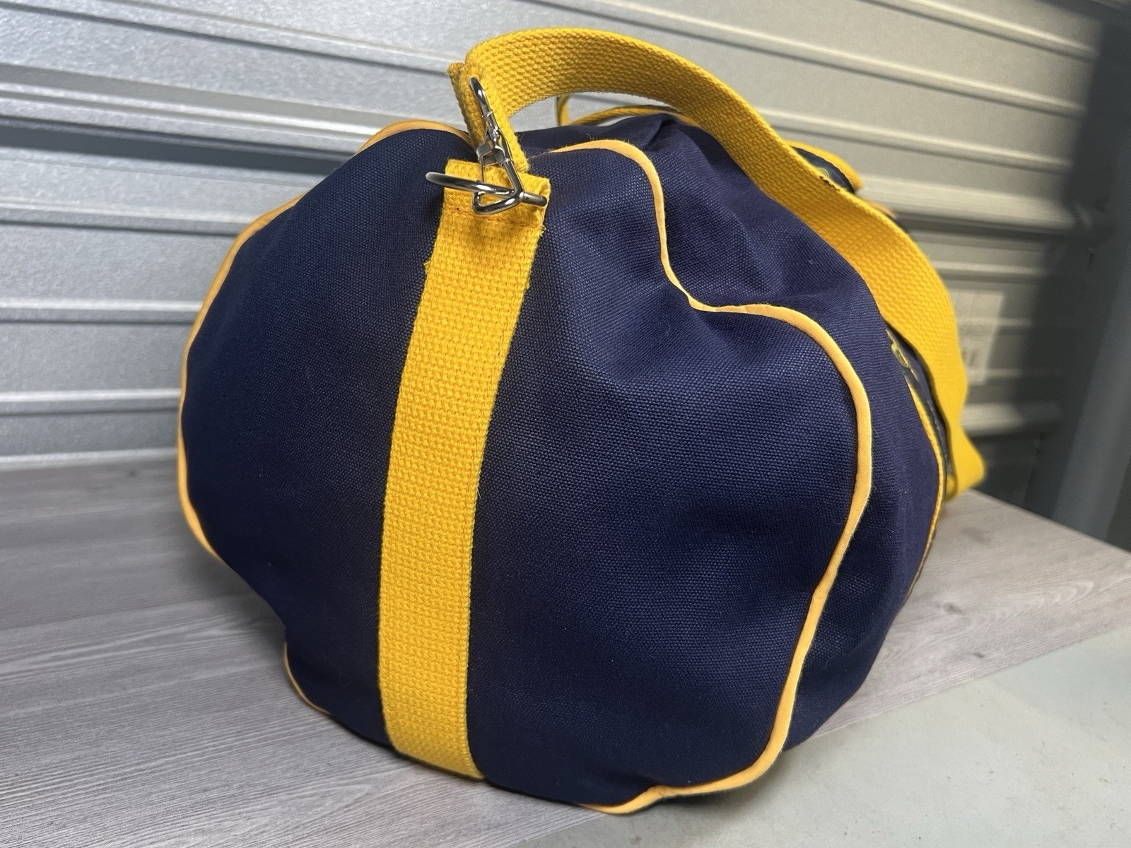 Scarborough & Tweed Banker Bag Canvas 21″ Duffle Blue Yellow Buckeye Partners