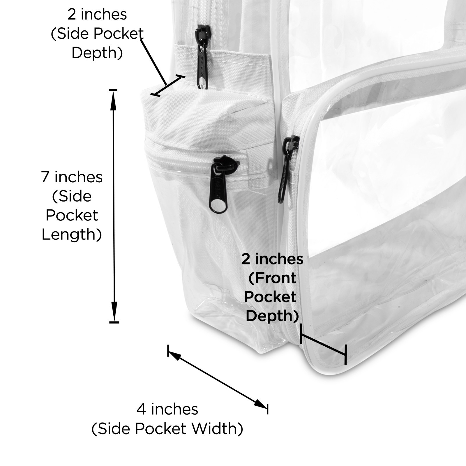 DALIX Clear Backpack School Pack See Through Bag in White Free Shipping