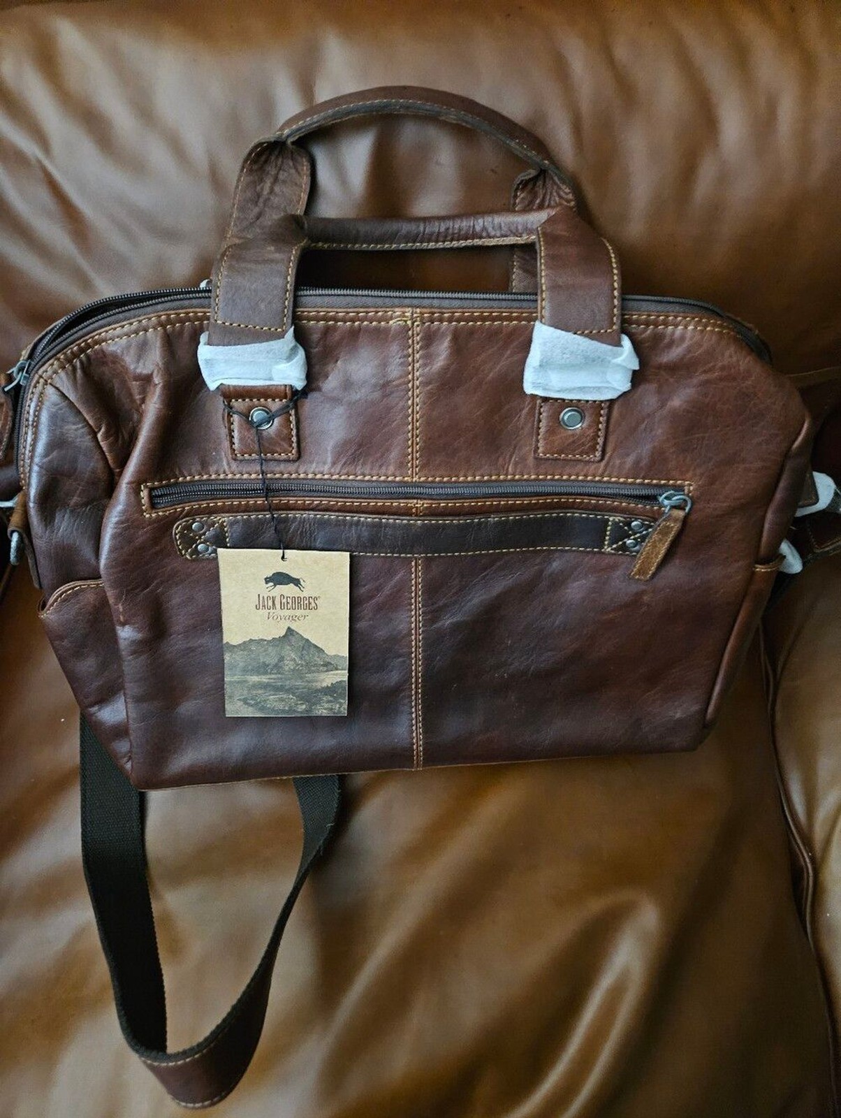 Jack George’s Voyager leather briefcase with magnetic closure New Nwt
