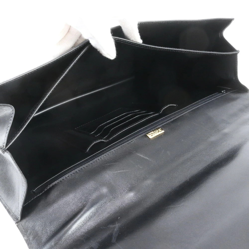 Bally Briefcase Handbag Clutch Bag Business Leather Black 40x30x6cm pre-owned