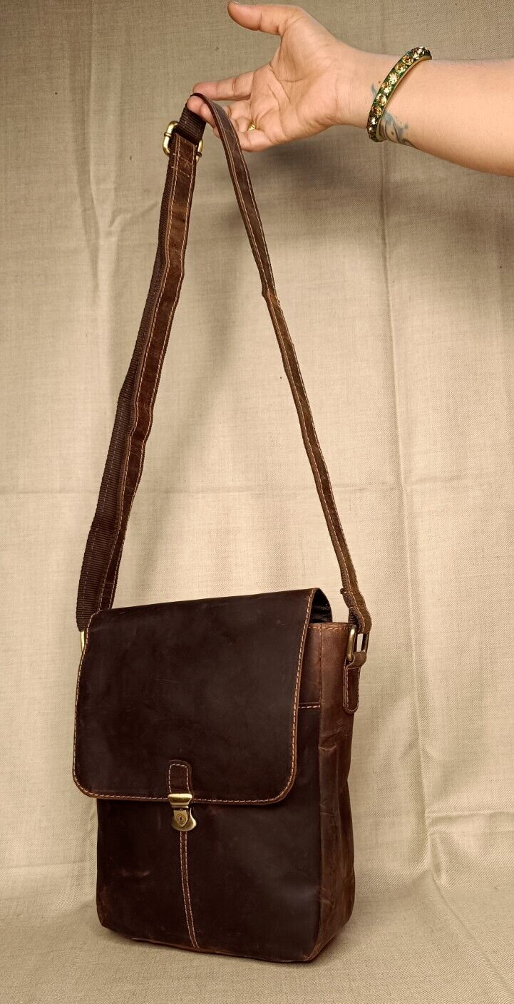 9 In Crossbody Messenger Bag Buffalo Leather Purse Satchel Handbag Sling Bags