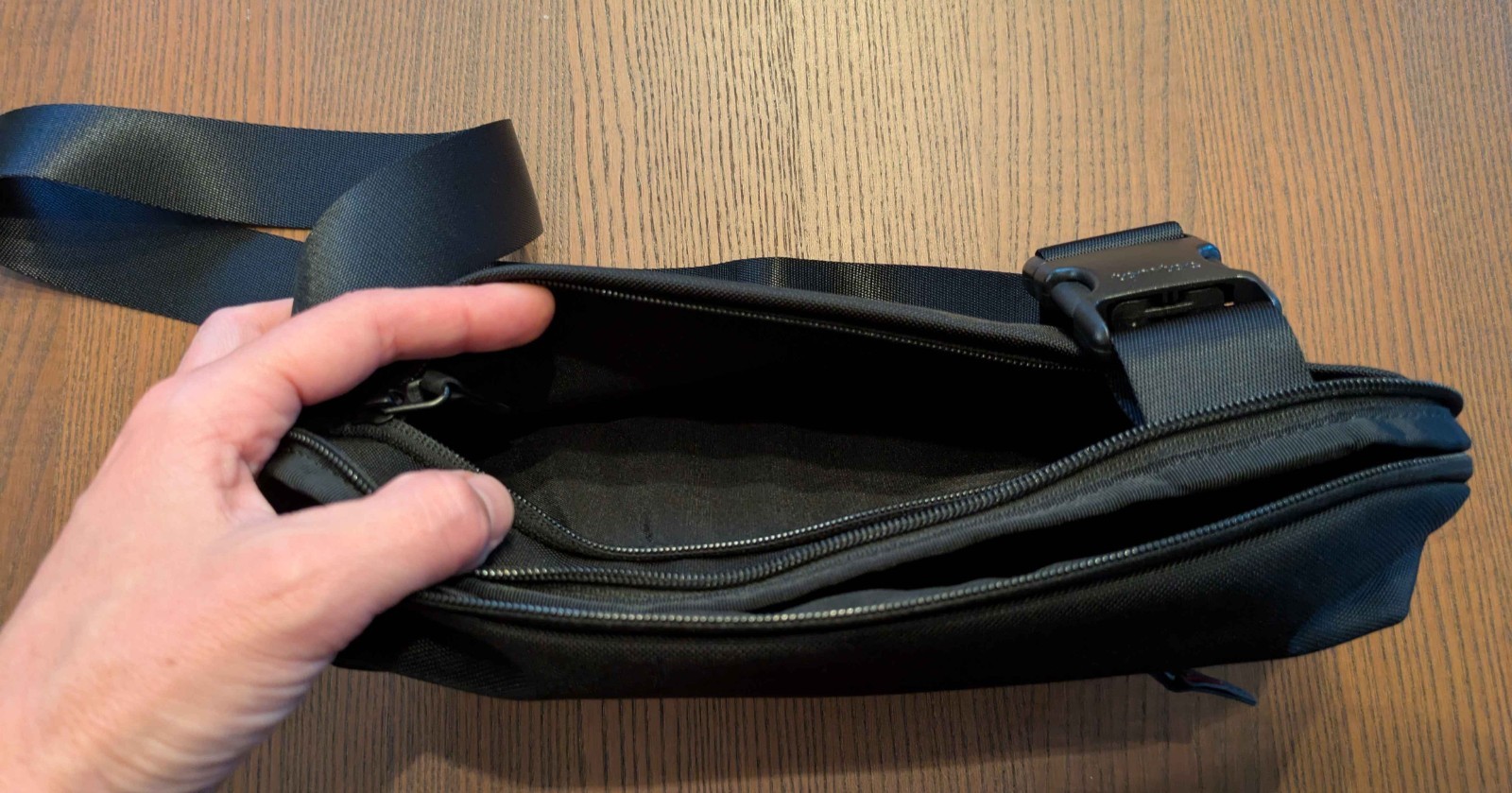 tomtoc Explorer-T21 Sling Bag S – Black Belt, Adjustable Strap, Inner Pockets