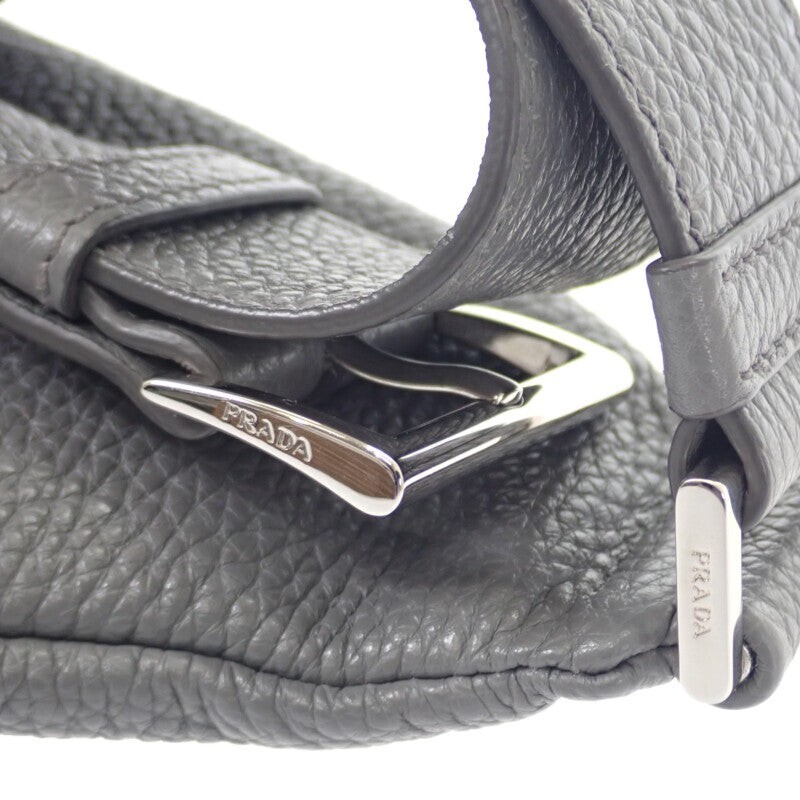 PRADA Vitello Dino Body Bag Leather Grey Silver Hardware Men’s ISY